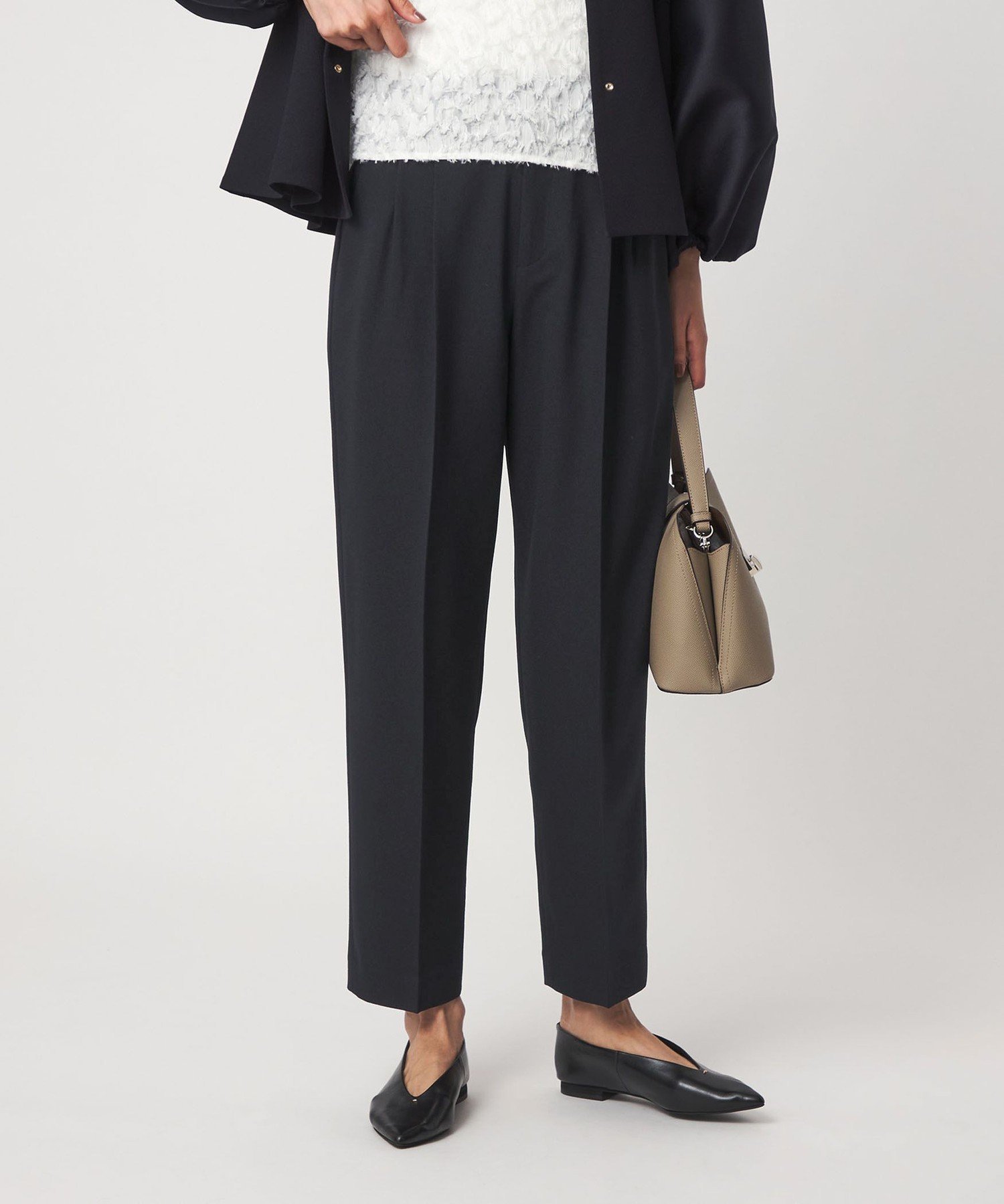 fleurie(フルリー) テーパード パンツ ユナイテッドアローズ グリーンレーベルリラクシング パンツ スラックス・ドレスパンツ ネイビー ブラウン