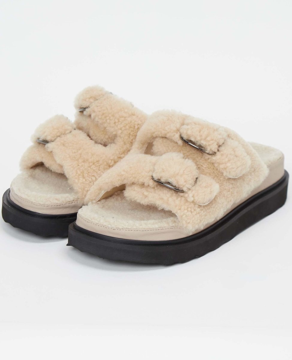 【SALE／50%OFF】MELROSE Select 【MOHI/モヒ】ストラップボアサンダル メルローズセレクト シューズ・靴 サンダル ホワイト ブラック【送料無料】のサムネイル