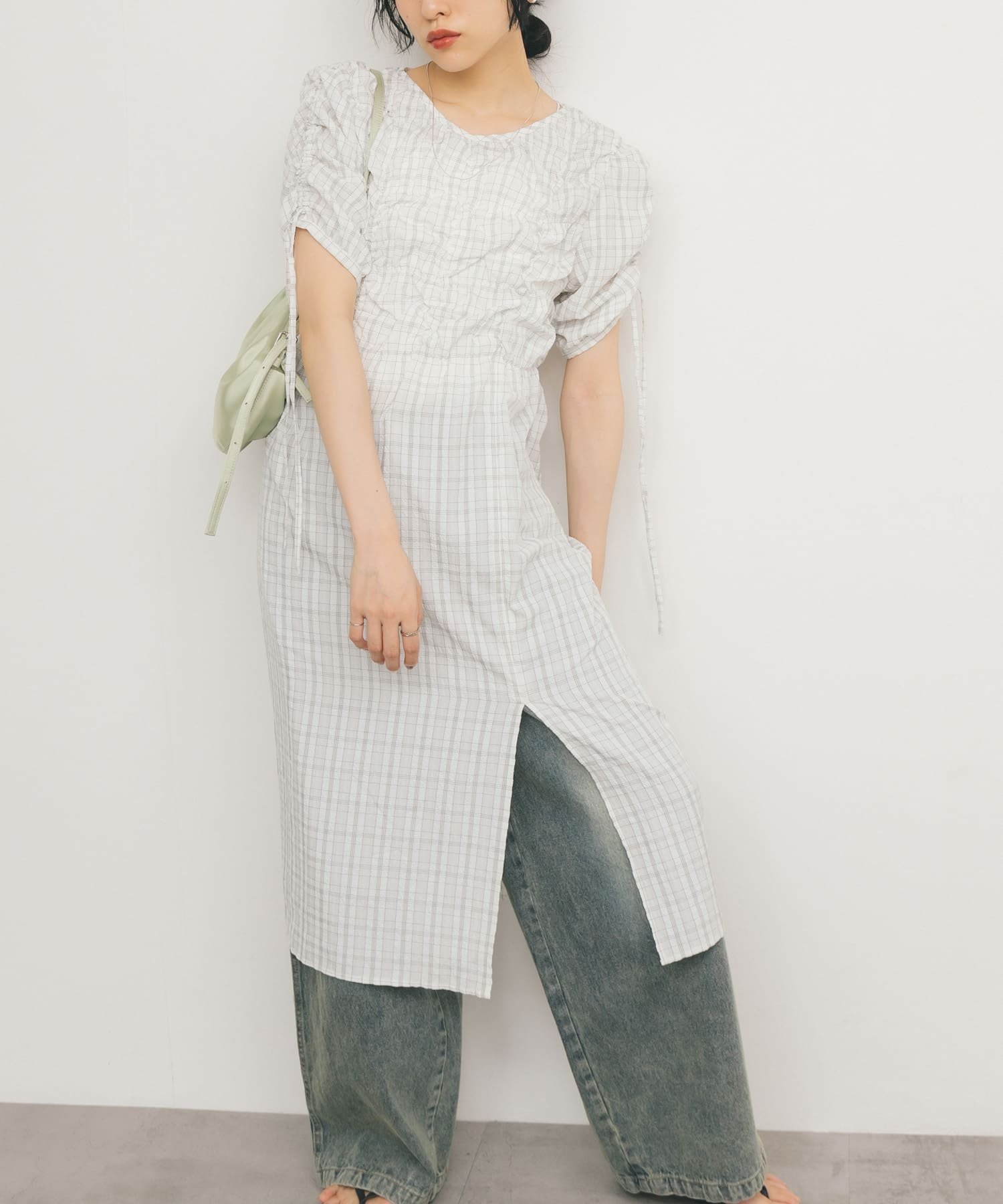 【SALE／60%OFF】KBF ランダムシャーリングチェックワンピース ケービーエフ ワンピース・ドレス ワン..