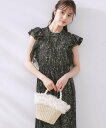 Couture Brooch サテン楊柳フラワーワンピース クチュールブローチ ワンピース・ドレス その他のワンピース・ドレス ベージュ ブラック【送料無料】