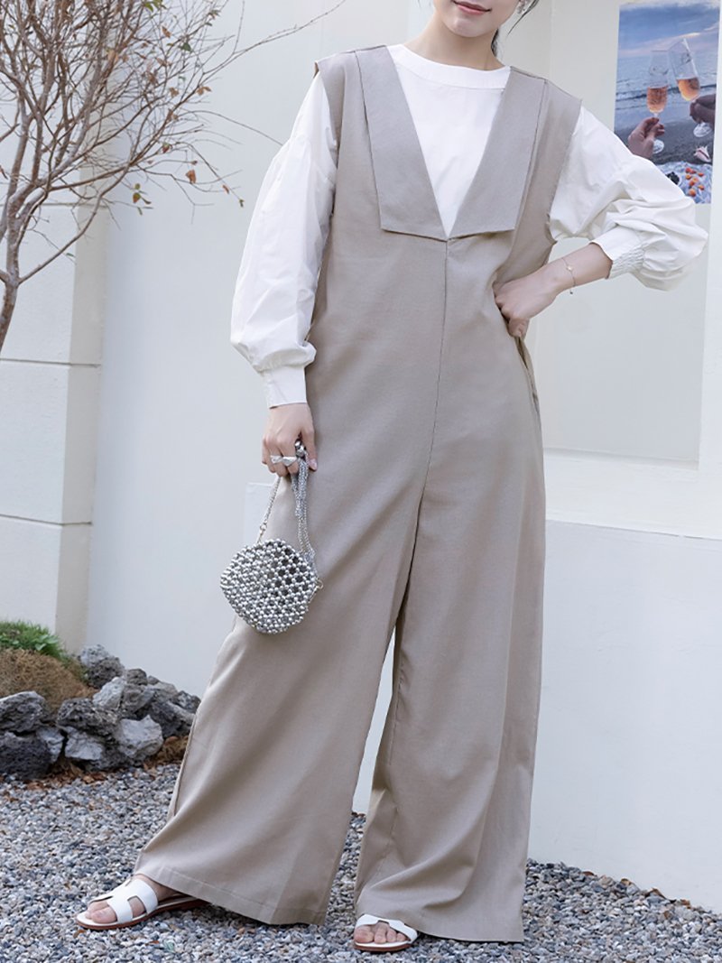 Doux Belle オールインワン・サロペット ワイドパンツ ポケット付き ドゥー・ベル ...