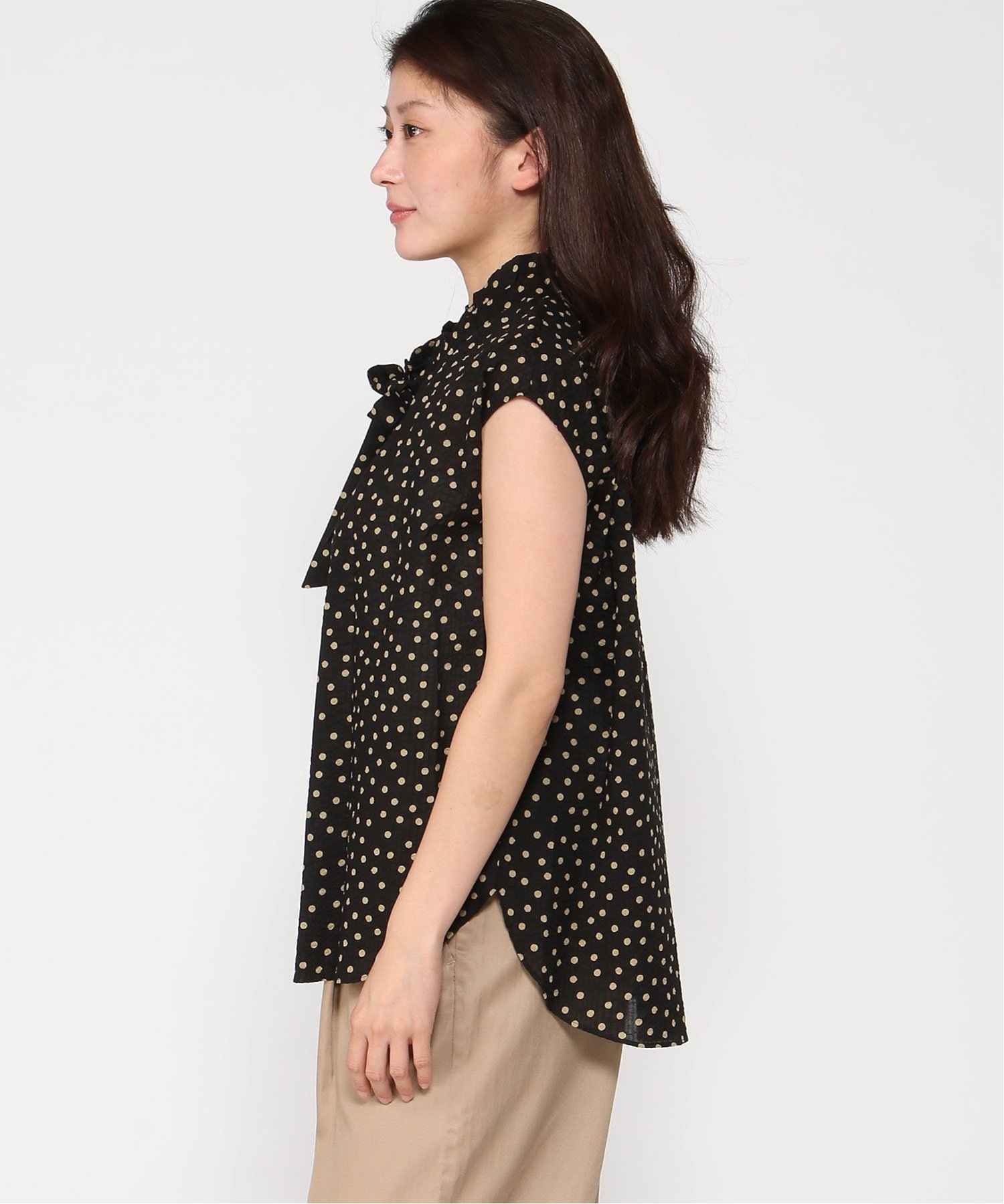 【SALE／30%OFF】Doubleface Tokyo ミラクルウェーブドットプリントブラウス ダブルフェーストーキョー トップス シャツ・ブラウス ネイビー ブラック【送料無料】