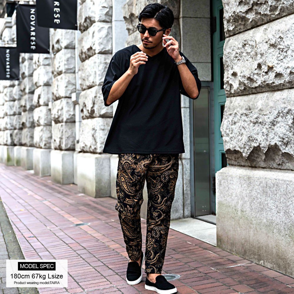 CavariA ゴブラン織りテーパードパンツ シルバーバレット パンツ その他のパンツ ブラック ベージュ