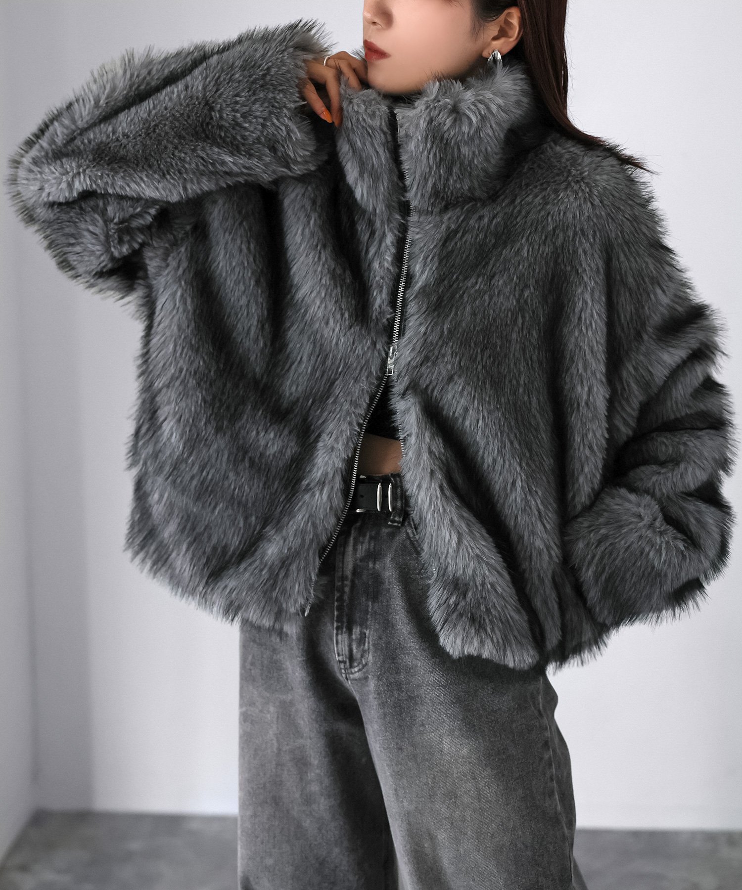 【SALE／13%OFF】Riberry ダブルジップミックスファーコート リベリー ジャケット・アウター その他のジャケット・アウター ブラウン ベージュ グレー【送料無料】のサムネイル