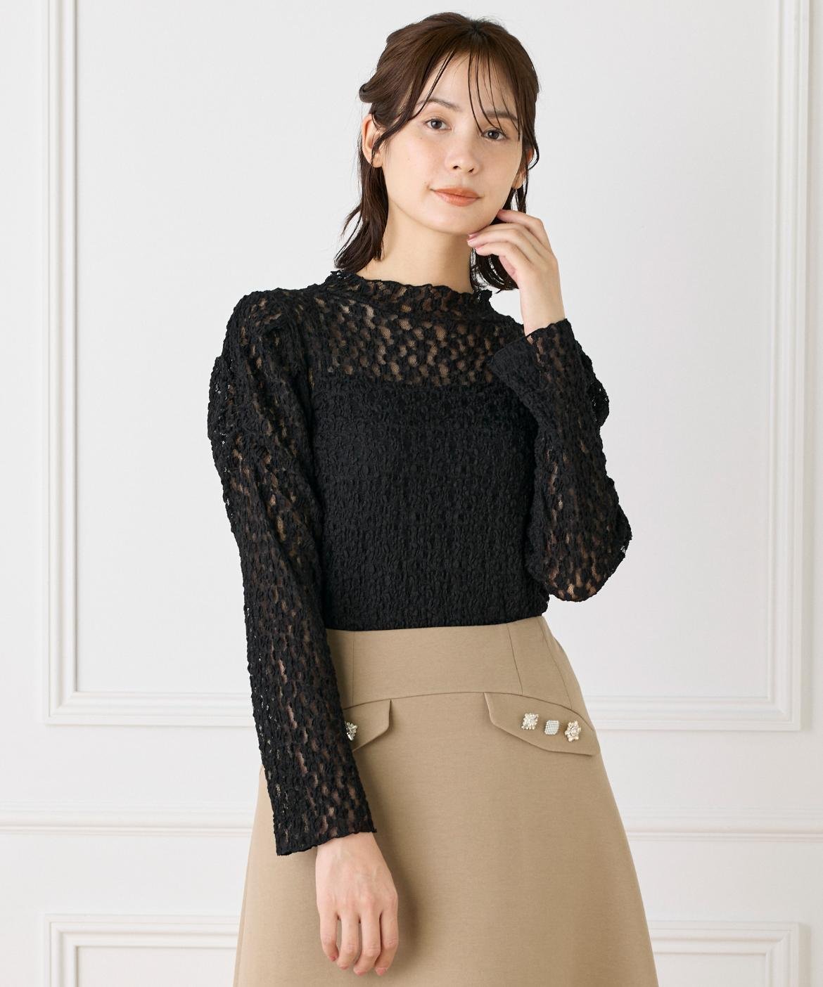 Maglie par ef-de シュリンクレースカットソー マーリエ ル カセット トップス その他のトップス ブラ..