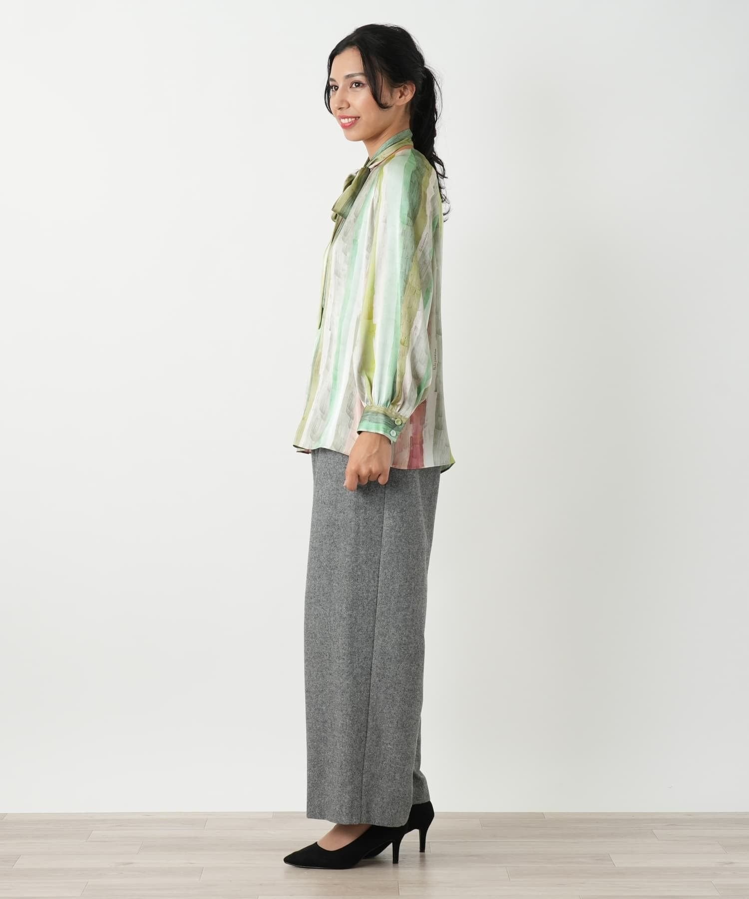 Leilian PLUS HOUSE ブラウス【ROCHAS Premiere】 レリアン プラスハウス トップス シャツ・ブラウス グリーン