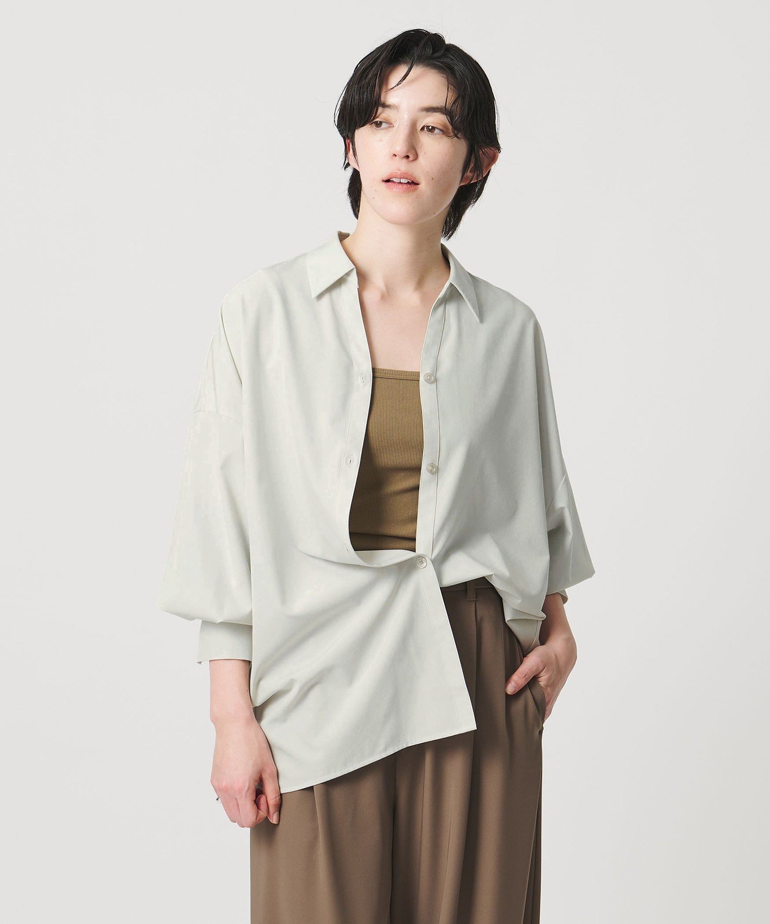 MARW UNITED ARROWS <MARW UNITED ARROWS> 스키퍼 셔츠 UV 컷 뷰티 & 유스 유나이티드 아로즈 탑스 셔츠 블라우스 화이트 블랙 [무료 배송]