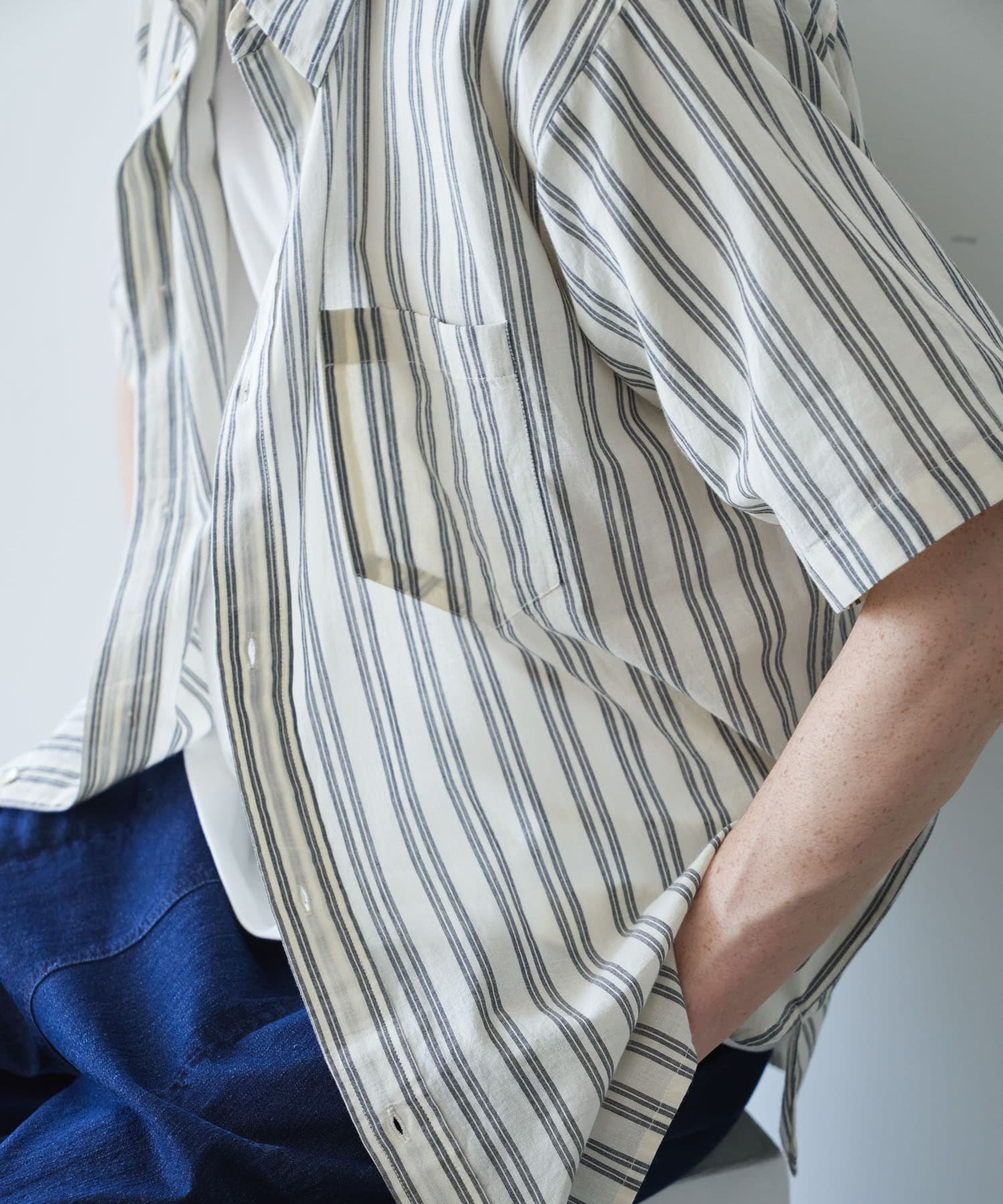 Sonny Label インドコットンストライプシャツ サニーレーベル トップス シャツ・ブラウス ブルー ホワイト