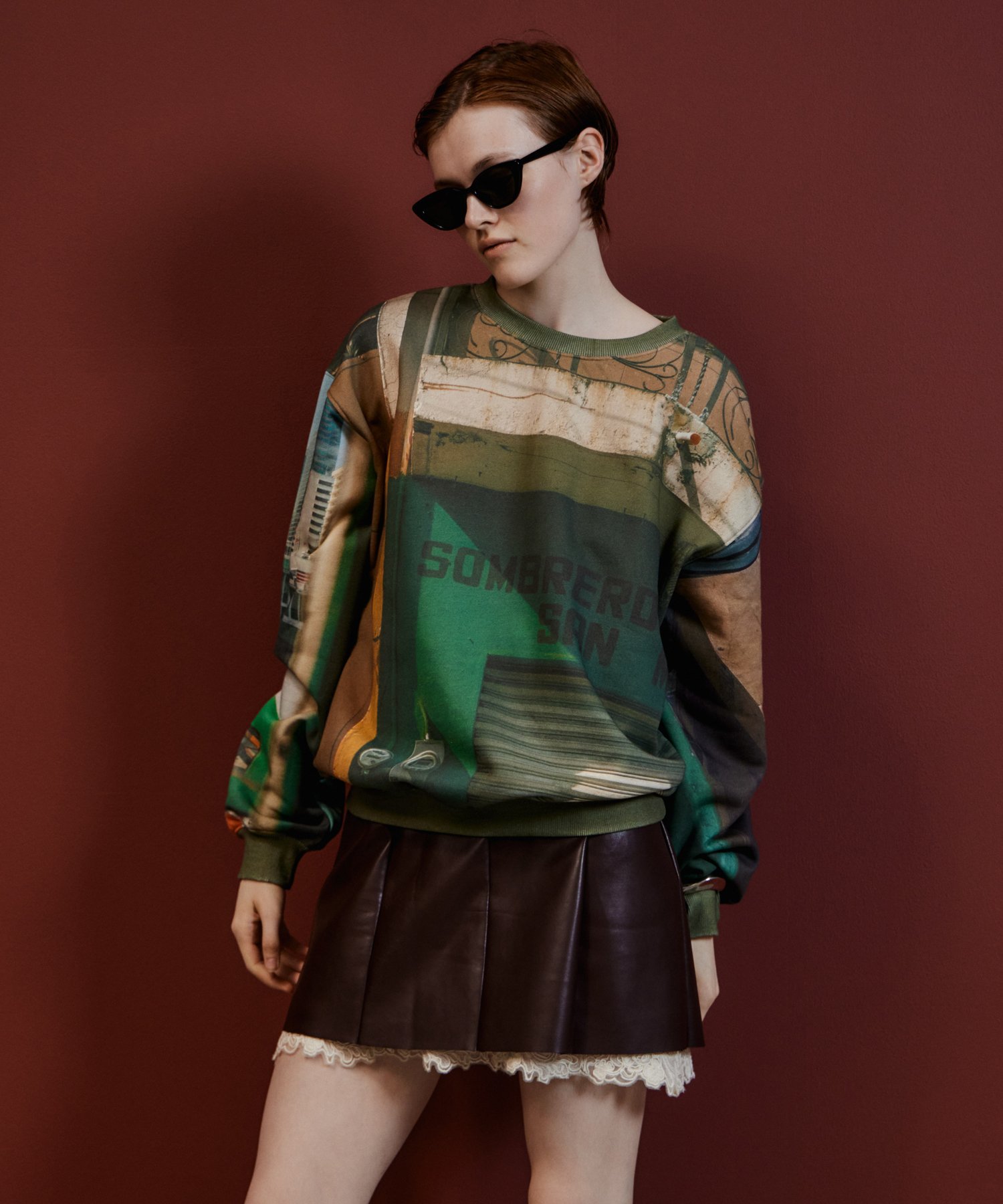 MAISON SPECIAL Cityscape Photo Sweatshirt Top メゾンスペシャル トップス カットソー・Tシャツ グリーン