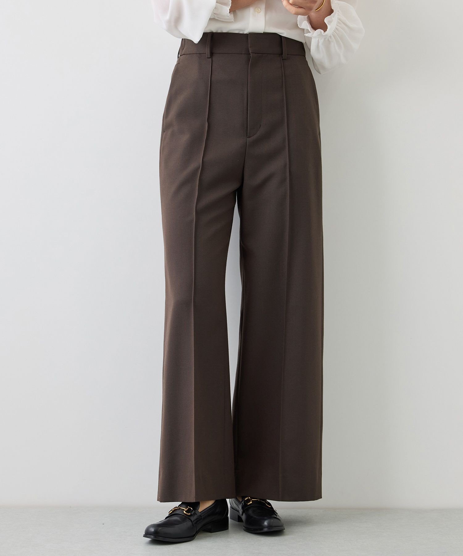 ' センタープレスワイドパンツ【J'aDoRe・一部店舗限定サイズ】 ロペ パンツ スラックス・ドレスパンツ ホワイト カーキグリーン ネイビー