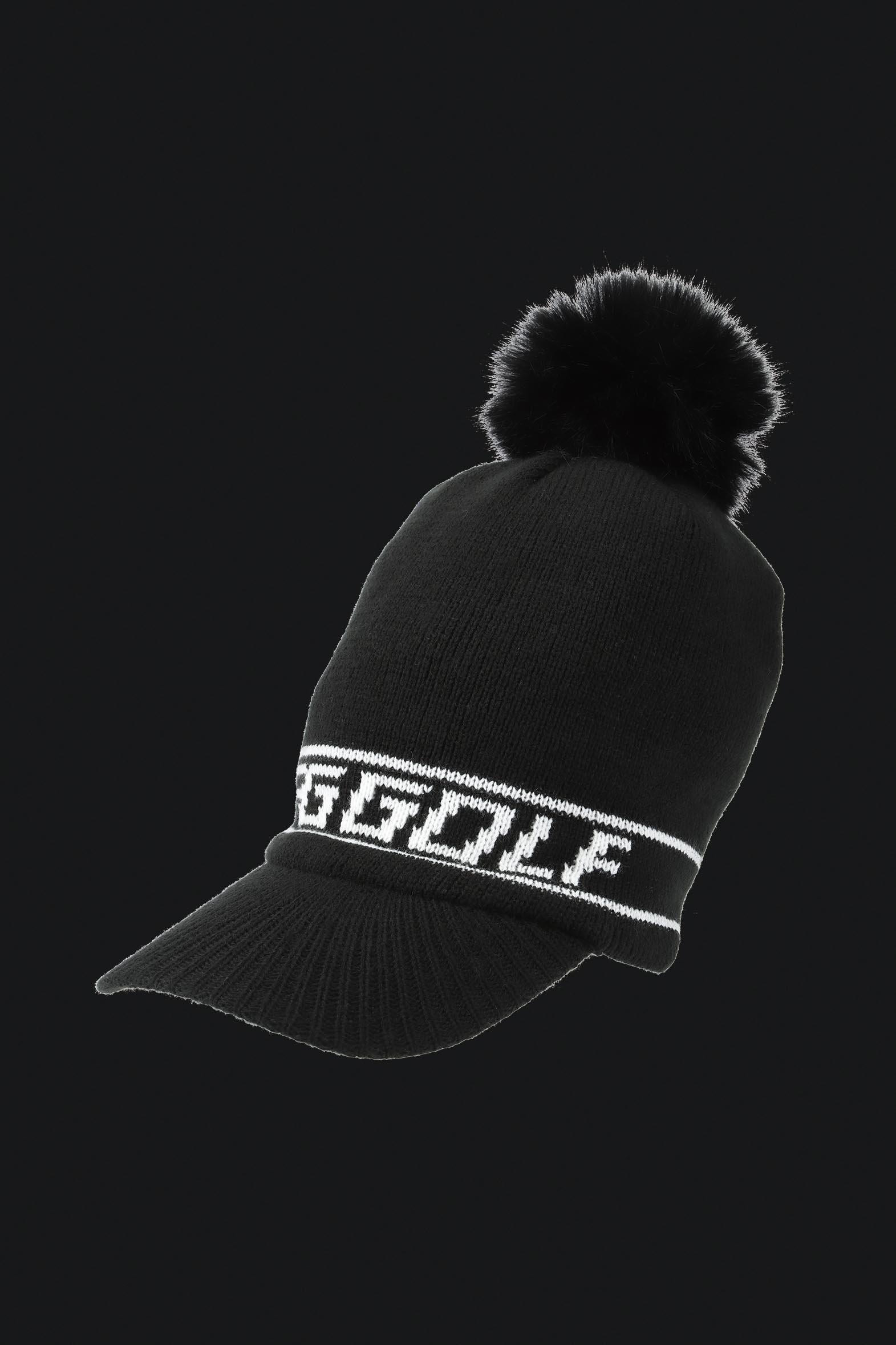 CPG GOLF ポンポン付きジャガードニット帽 シーピージーゴルフ 帽子 ニット帽・ビーニー ブラック ホワイト【送料無料】