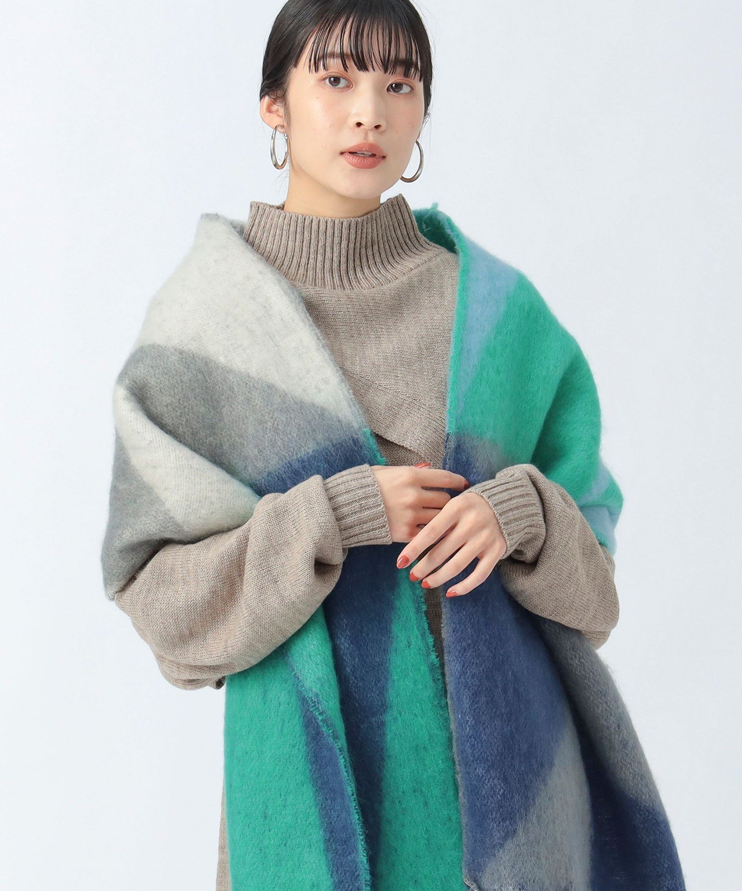 BEAMS HEART WOMEN マルチカラー フリンジ ストール ビームス ハート ファッション雑貨 マフラー・スト..