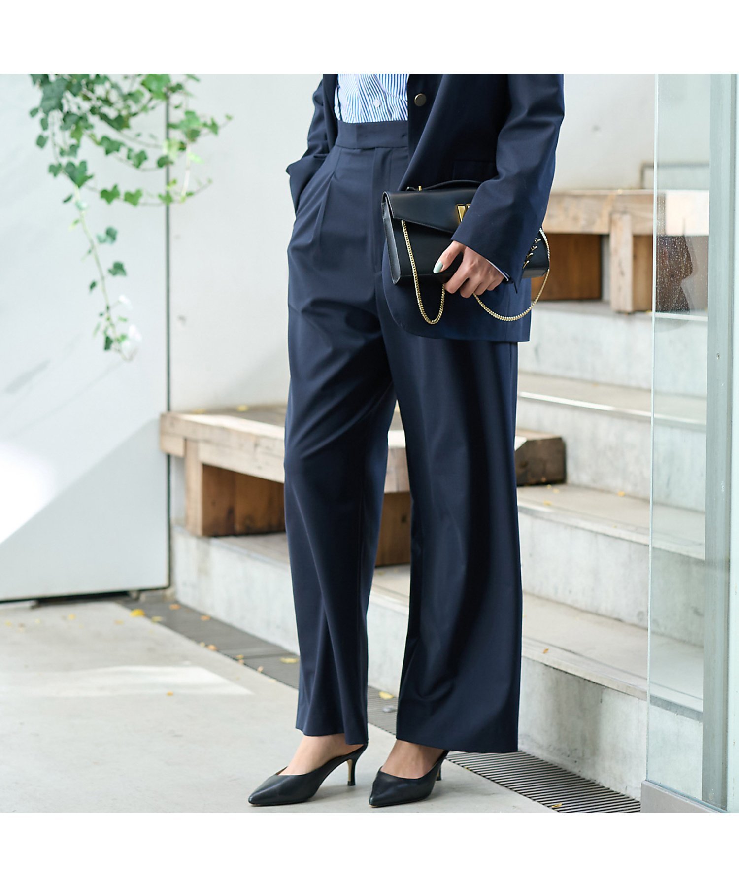 Rouge vif la cle 【セットアップ対応】サスペンダーパンツ ルージュ・ヴィフ ラクレ パンツ その他のパンツ ネイビー ブラック