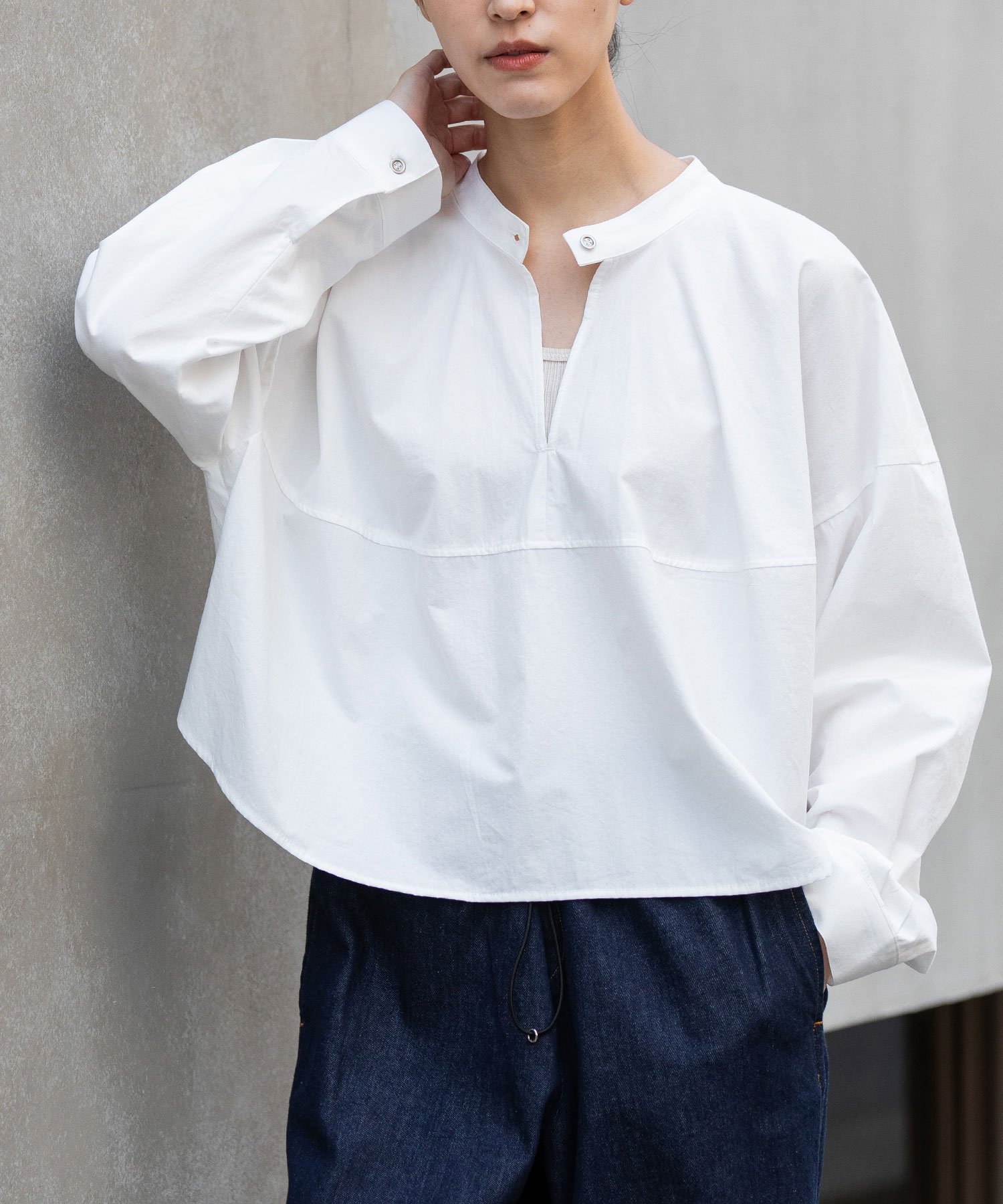 【SALE／40%OFF】Munich コットンブロードクロップド2wayブラウス ミューニック トップス シャツ・ブラウス ブラック ホワイト【送料無料】
