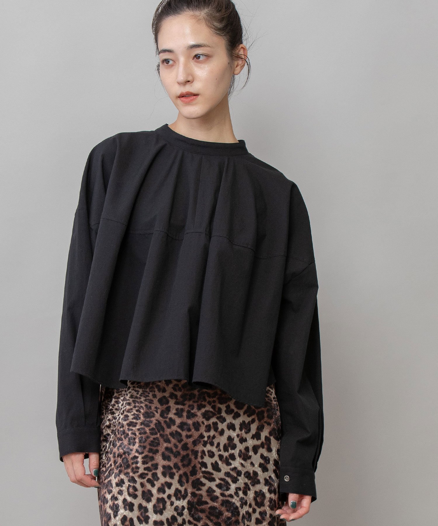 【SALE／40%OFF】Munich コットンブロードクロップド2wayブラウス ミューニック トップス シャツ・ブラウス ブラック ホワイト【送料無料】