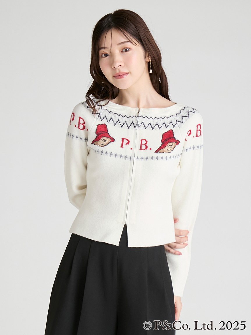 CELFORD 【パディントン(TM)×CELFORD】ダブルジャガードジップカーディガン セルフォード トップス カーディガン グレー ネイビー【送料無料】