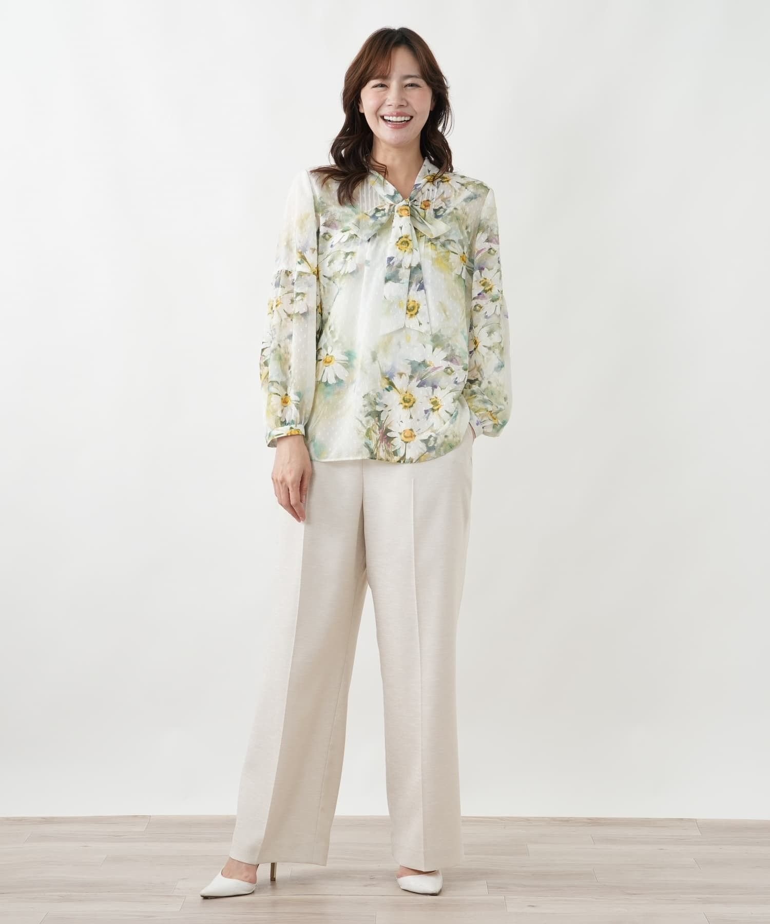Leilian PLUS HOUSE ブラウス【ROCHAS Premiere】 レリアン プラスハウス トップス シャツ・ブラウス グリーン