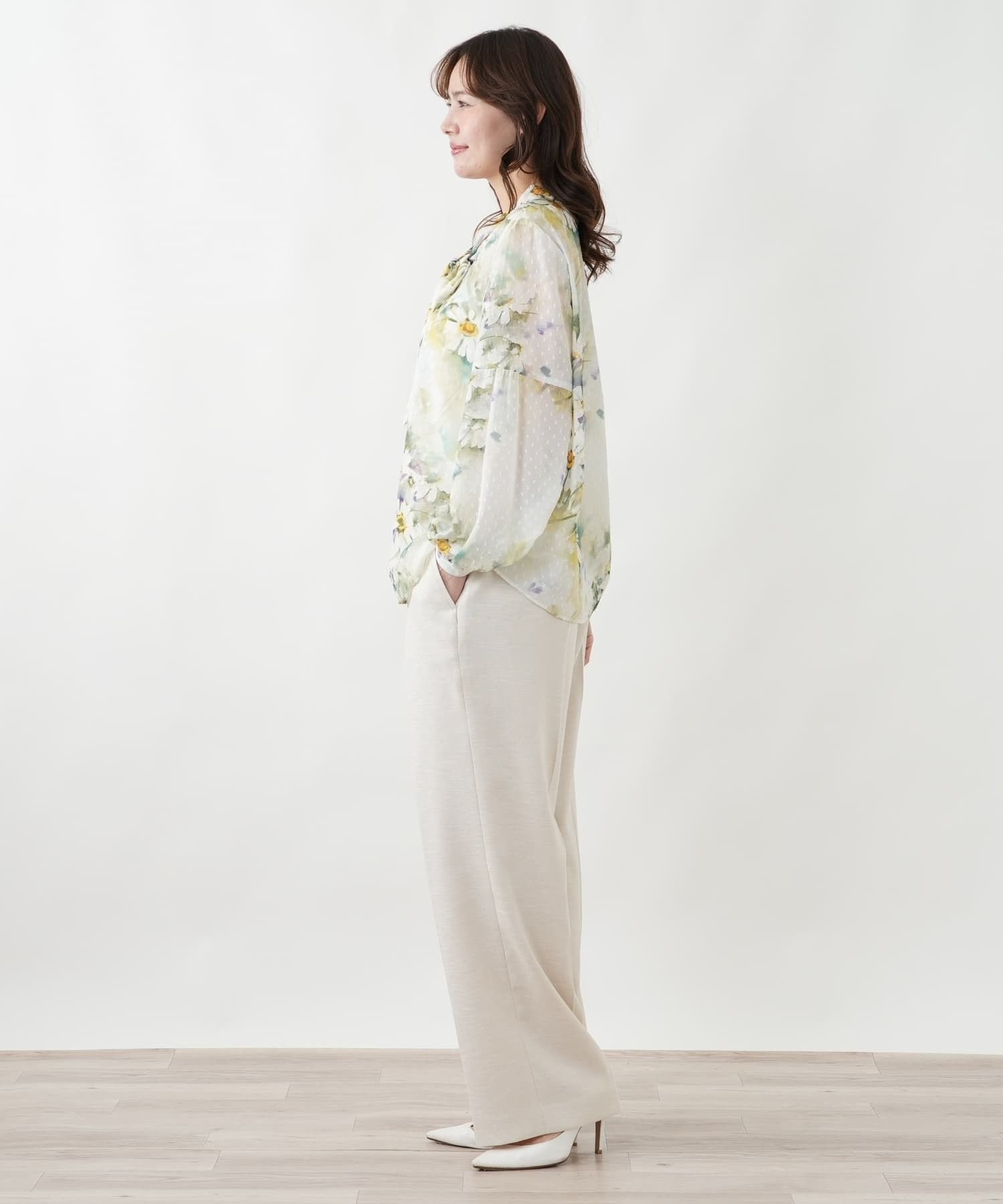 Leilian PLUS HOUSE ブラウス【ROCHAS Premiere】 レリアン プラスハウス トップス シャツ・ブラウス グリーン