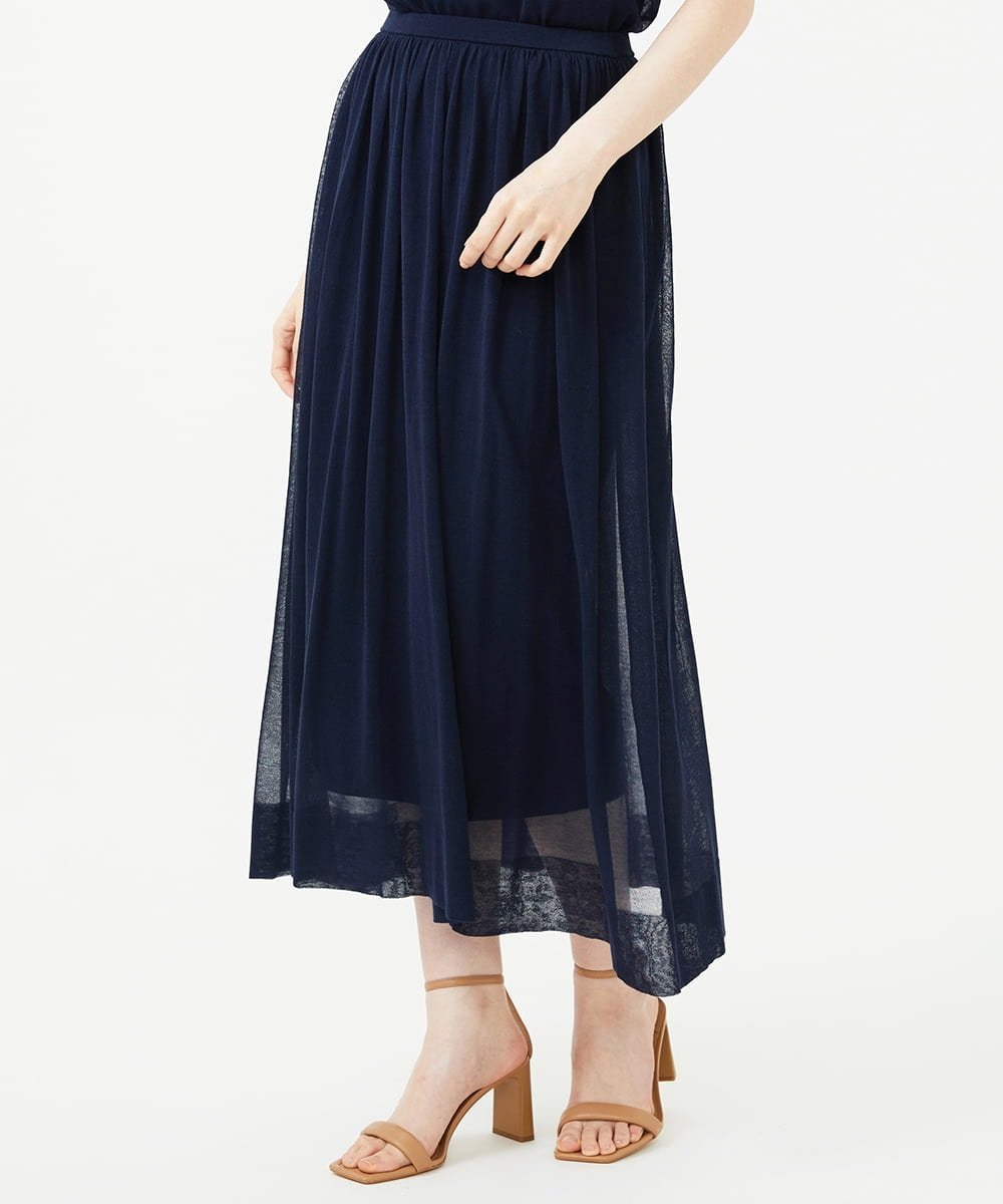 【SALE／50%OFF】Sybilla レイヤード風シアーニットスカート シビラ スカート その他のスカート ネイビー ホワイト【送料無料】