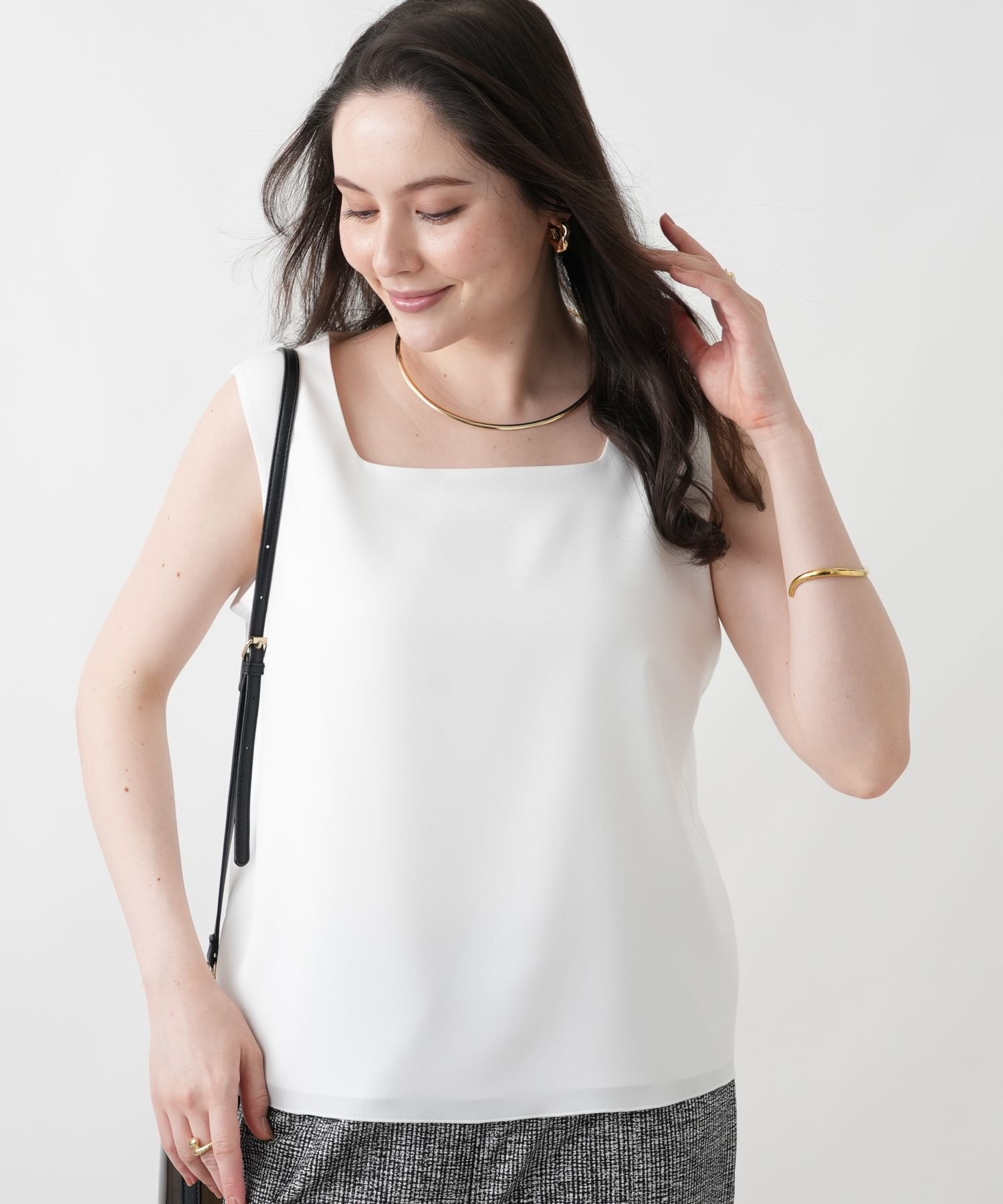 Leilian PLUS HOUSE 【店頭人気】カットソー レリアン プラスハウス トップス カットソー・Tシャツ ホワイト ブラウン