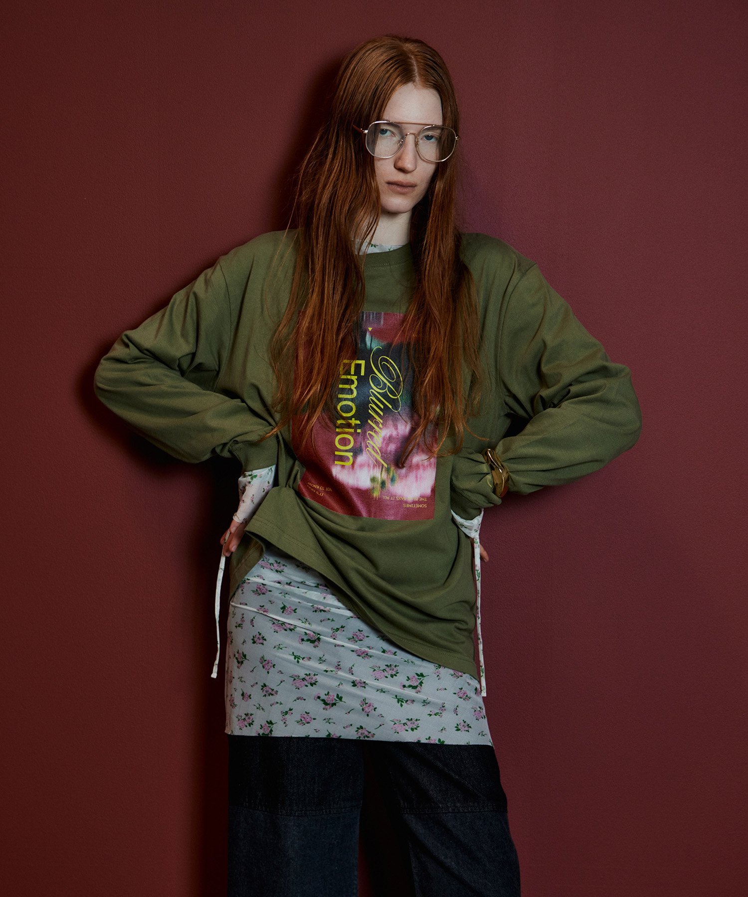 MAISON SPECIAL Blurred Emotion Logo Print Long Sleeve T-Shirt メゾンスペシャル トップス カットソー・Tシャツ グレー ホワイト