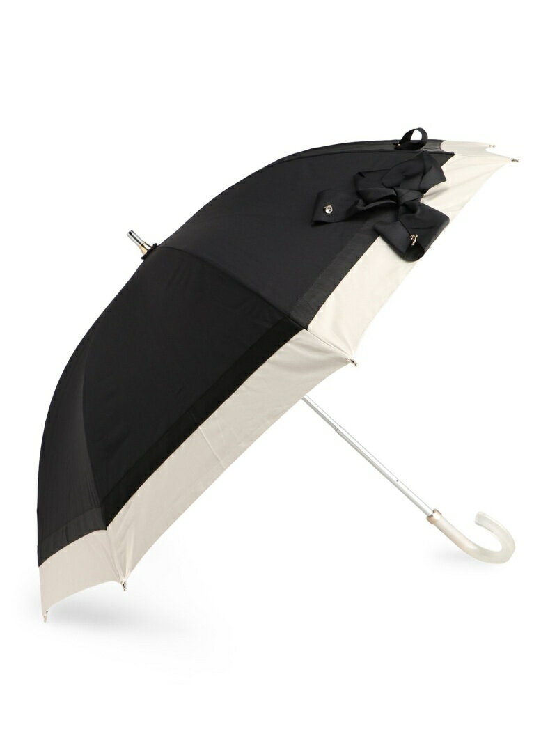 LANVIN en Bleu LANVIN en Bleu/(W)晴雨兼用傘 "切り継ぎ ビジューリボン" ムーンバット ファッション雑貨 傘・長傘 ブラック ベージュ【送料無料】のサムネイル