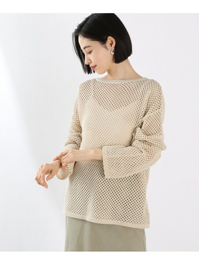 【SALE／35%OFF】LOWRYS FARM 7GメッシュニットPOLS* ローリーズファーム トップス ニット ベージュ グリーン ブラック オレンジのサムネイル