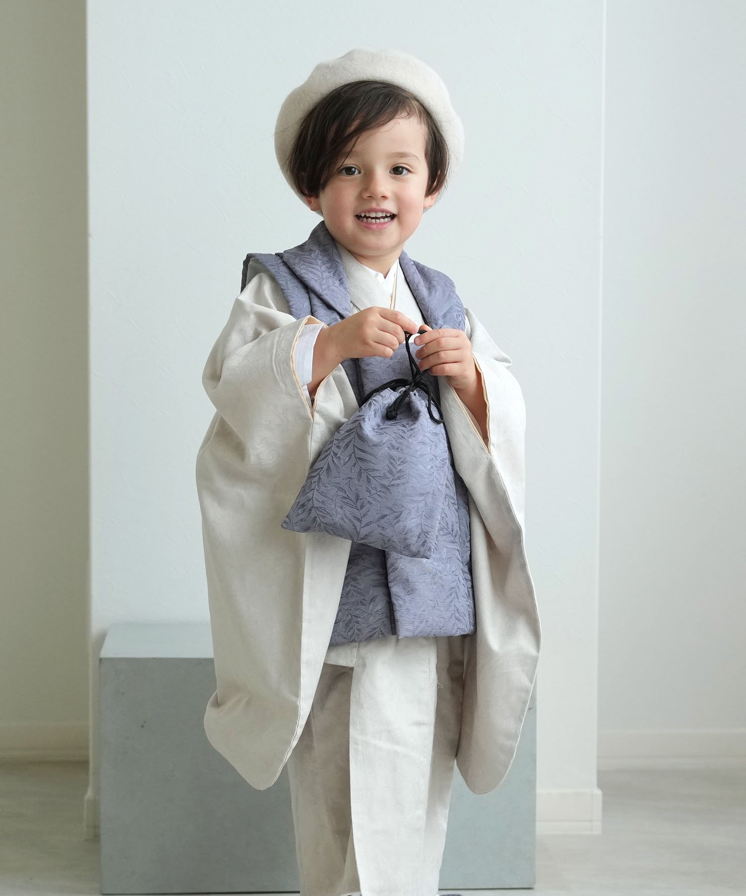 ひよこ商店 ひよこ商店 七五三 3歳 被布コート 着物 セット 男の子 三歳 ウタタネ 着物・浴衣・和装小物 着物 ブルー【送料無料】