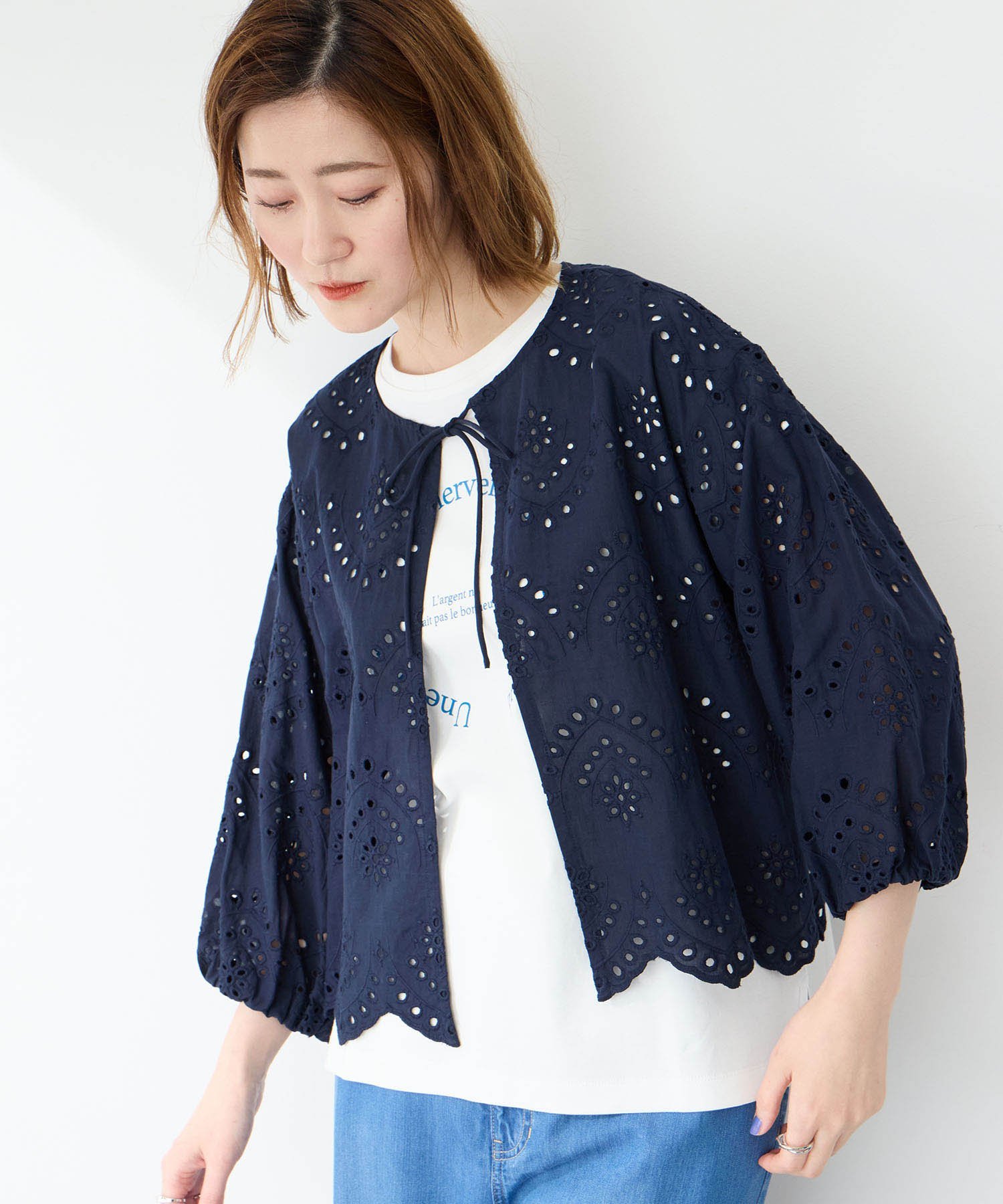 【SALE／40%OFF】Petit Honfleur レースブラウス プチオンフルール トップス シャツ・ブラウス ホワイ..