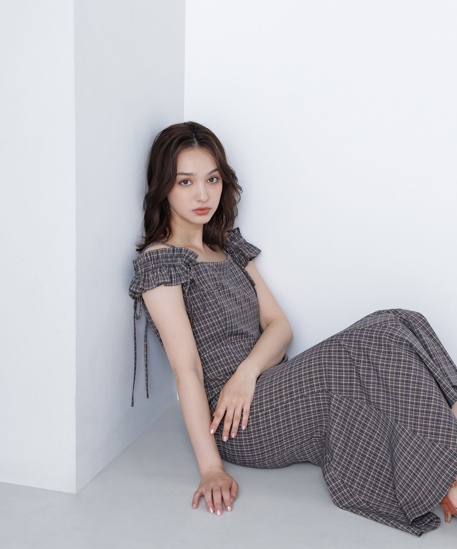 NATURAL BEAUTY BASIC チェックキャミワンピース ナチュラルビューティベーシック ワンピース・ドレス ワンピース イエロー ブルー【送料無料】のサムネイル