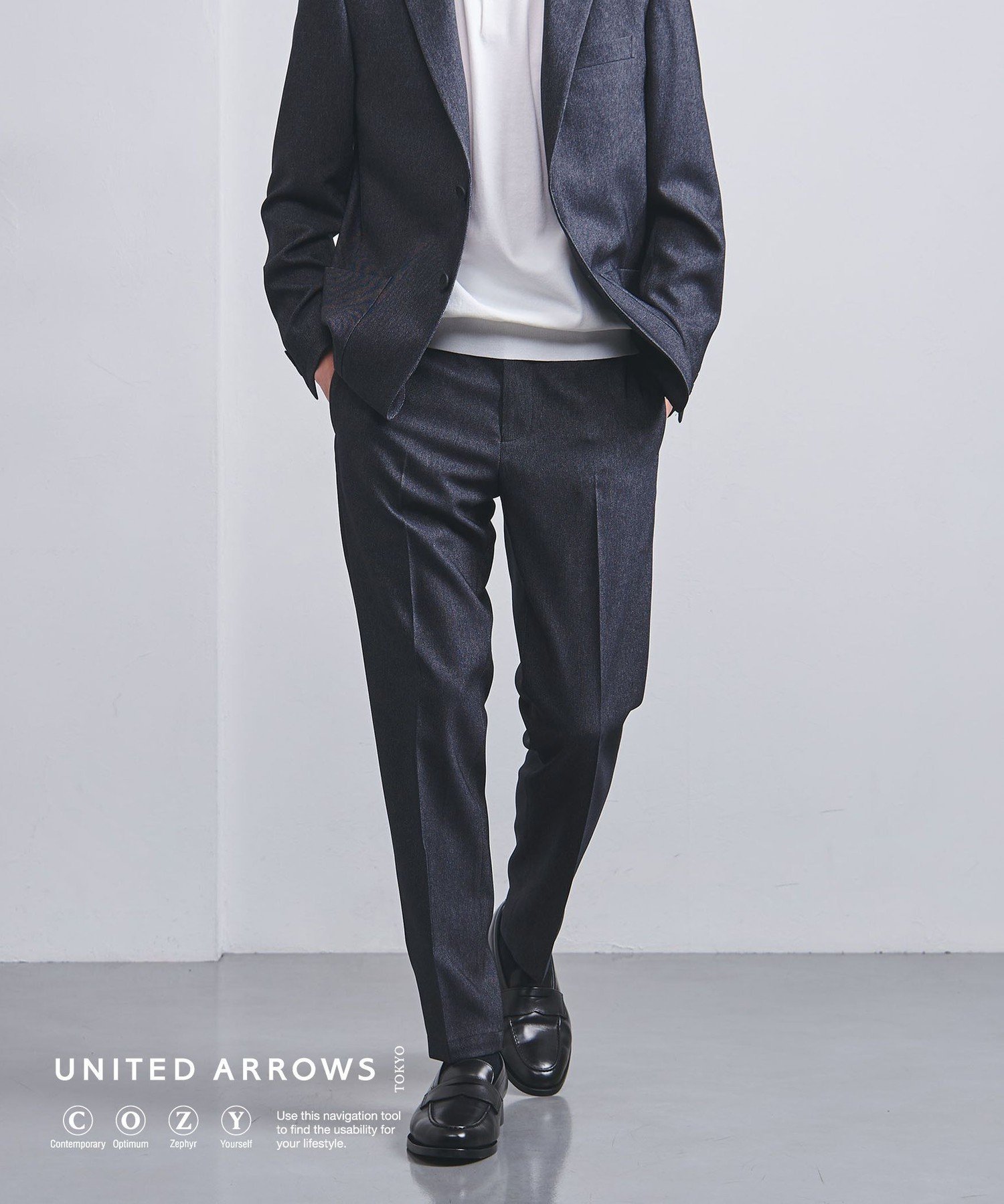 【SALE／70%OFF】UNITED ARROWS テック デニムライク ノープリーツ スラックス UA COZY -撥水・ウォッ..