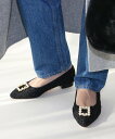 【SALE/50%OFF】Fin パールバックルポインテッドトゥパンプス フィン シューズ・靴 パンプス ベージュ ブルー ブラック【送料無料】