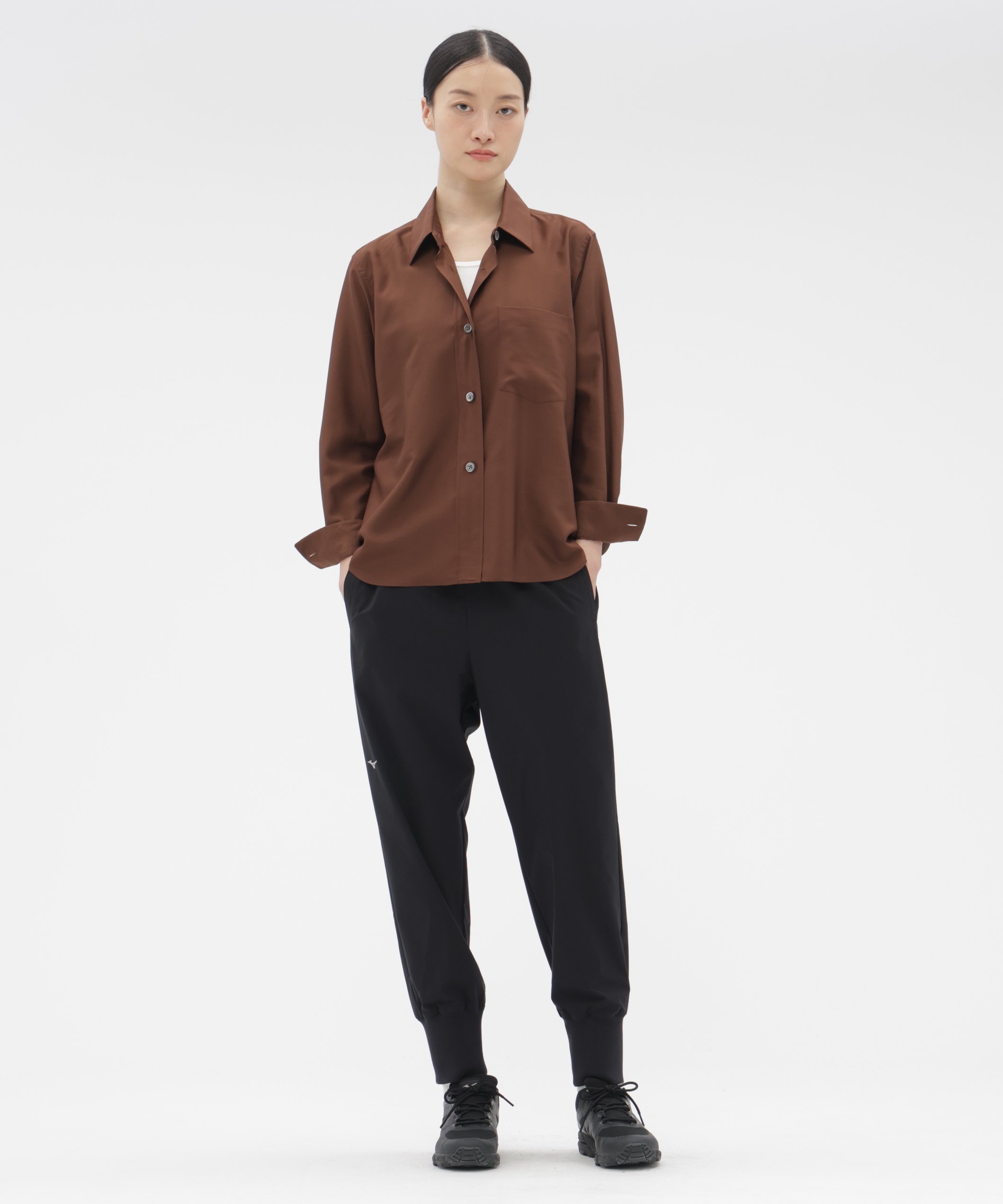 MARGARET HOWELL MATT SILK SHIRT マーガレット・ハウエル トップス シャツ・ブラウス ブラウン