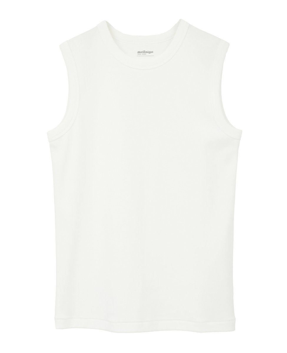 martinique コットンフライスノースリーブプルオーバー マルティニーク トップス カットソー・Tシャツ ピンク ホワイト ブラック ブラウン ネイビー