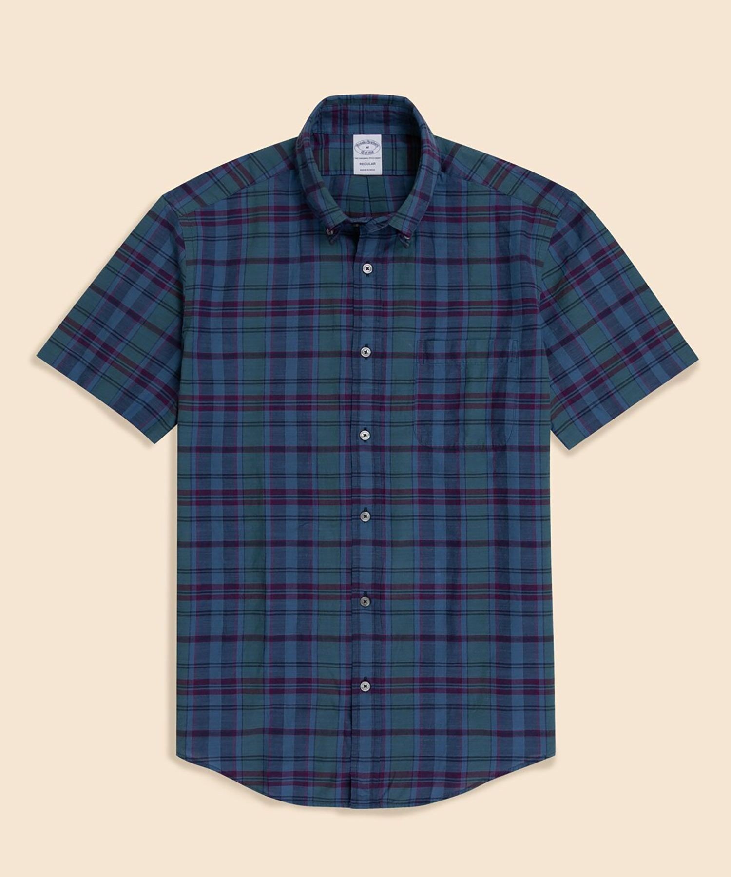 【SALE／20%OFF】BROOKS BROTHERS コットン マドラスチェック ショートスリーブ カジュアルシャツ Regular Fit ブルックス ブラザーズ トップス シャツ・ブラウス ネイビー【送料無料】