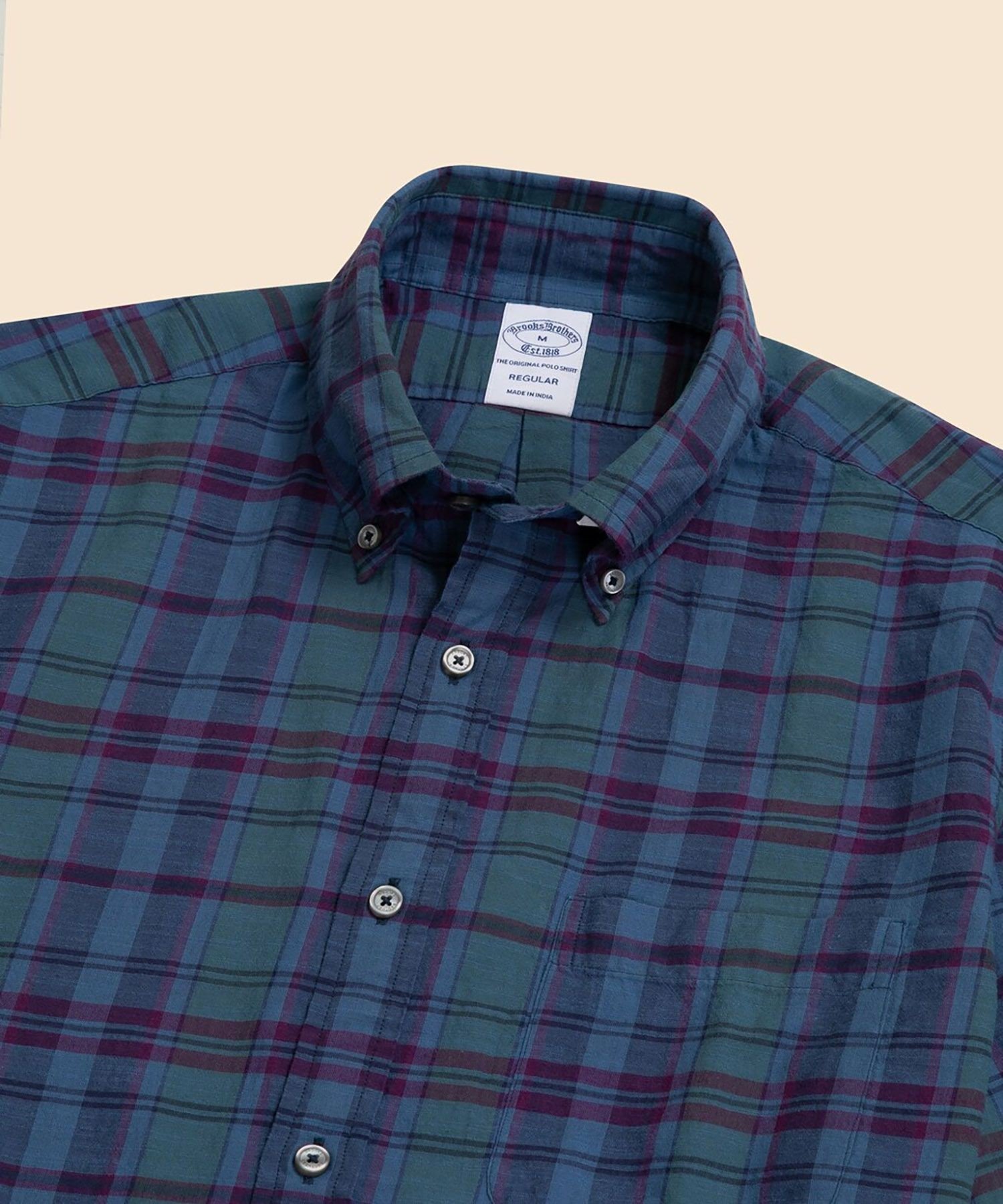 コットン マドラスチェック ショートスリーブ カジュアルシャツ Regular Fit ブルックス ブラザーズ トップス シャツ・ブラウス ネイビー