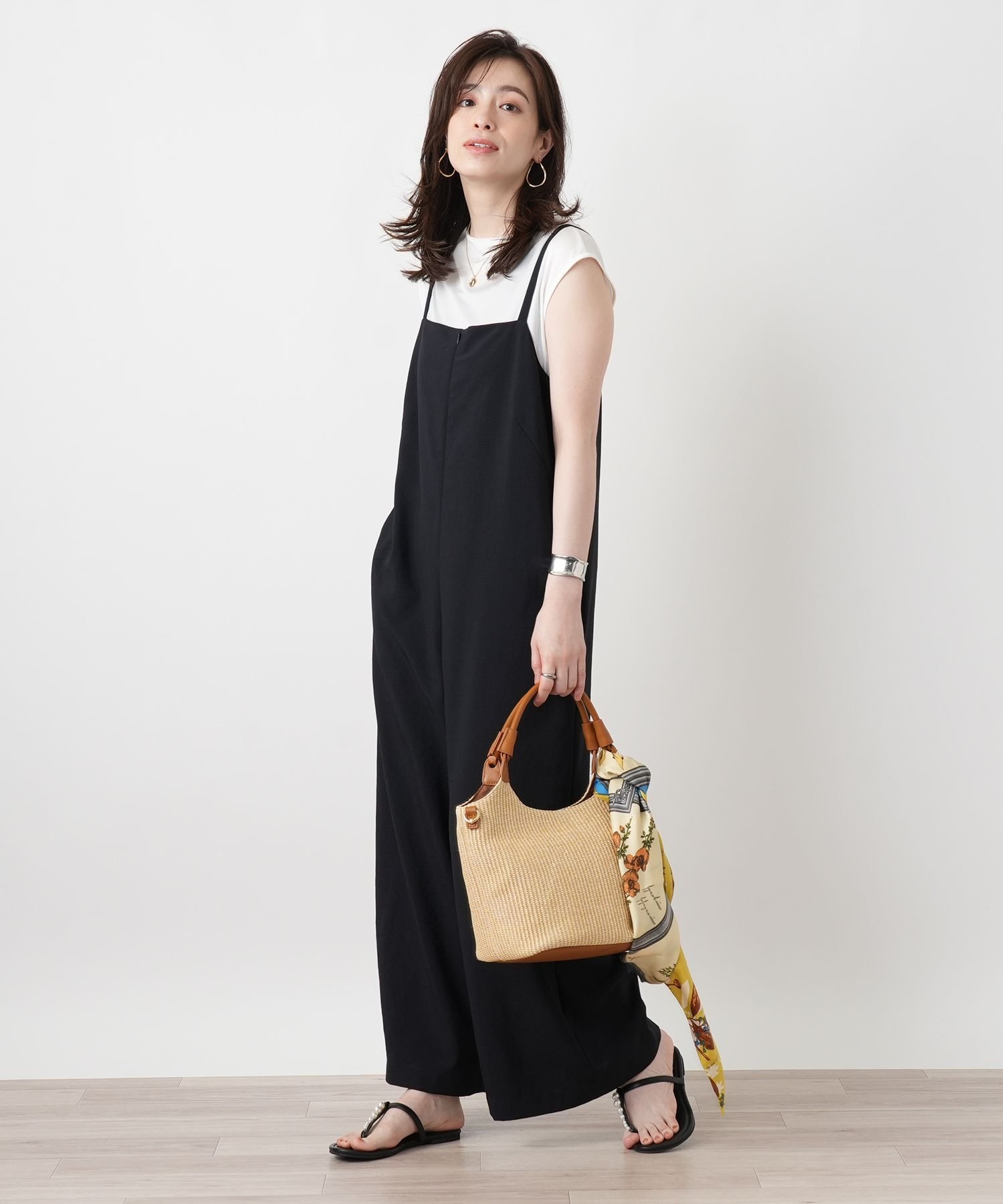 Leilian オールインワンワイドパンツ レリアン パンツ その他のパンツ ブラウン ネイビー