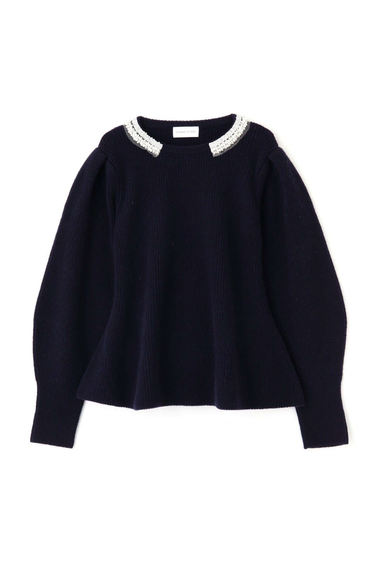 【SALE／50%OFF】human woman ◆ビジュー付きペプラムニット ヒューマン ウーマン ...