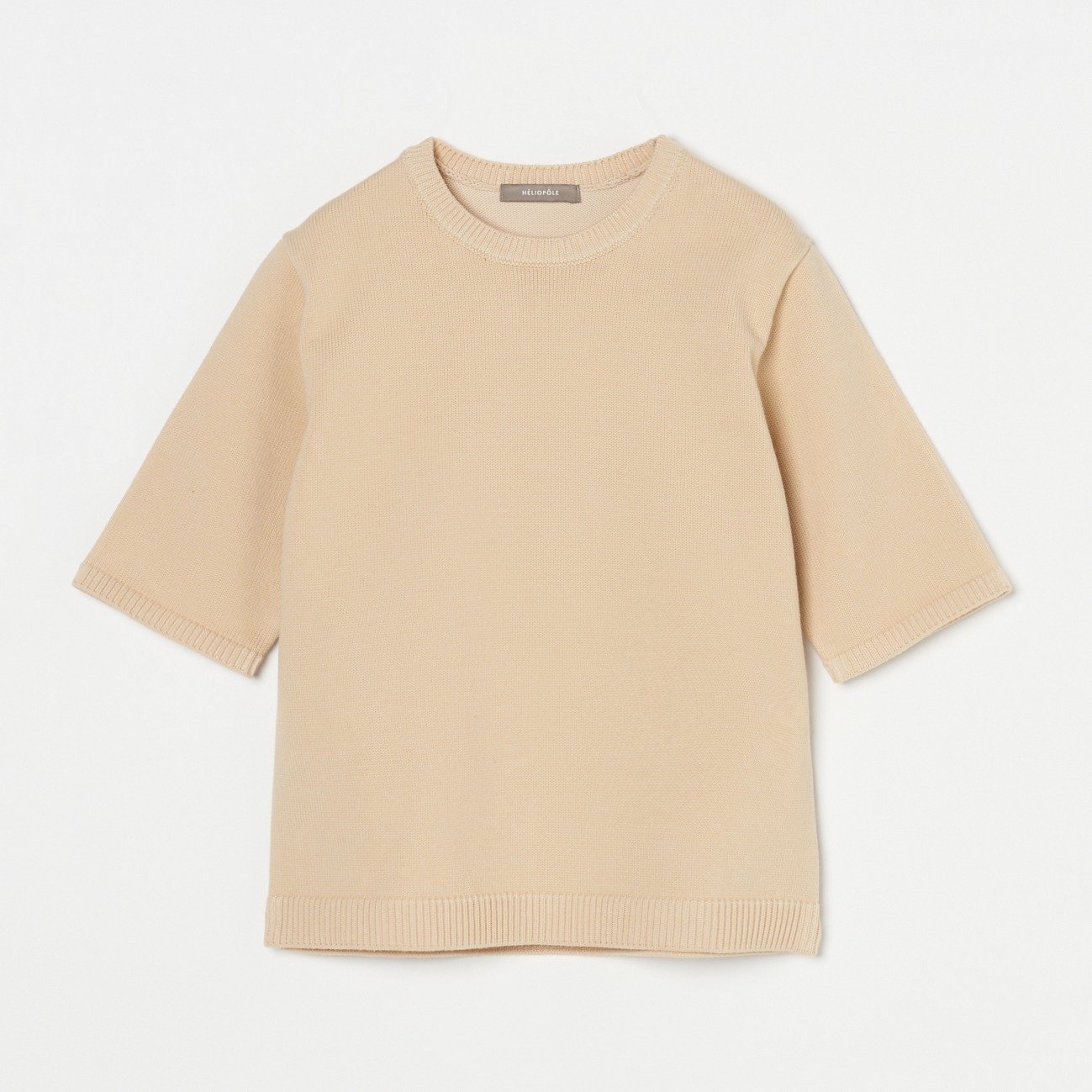 【SALE／30%OFF】HELIOPOLE HALF SLEEVE KNIT エリオポール トップス ニット ベージュ ネイビー【送料無料】のサムネイル
