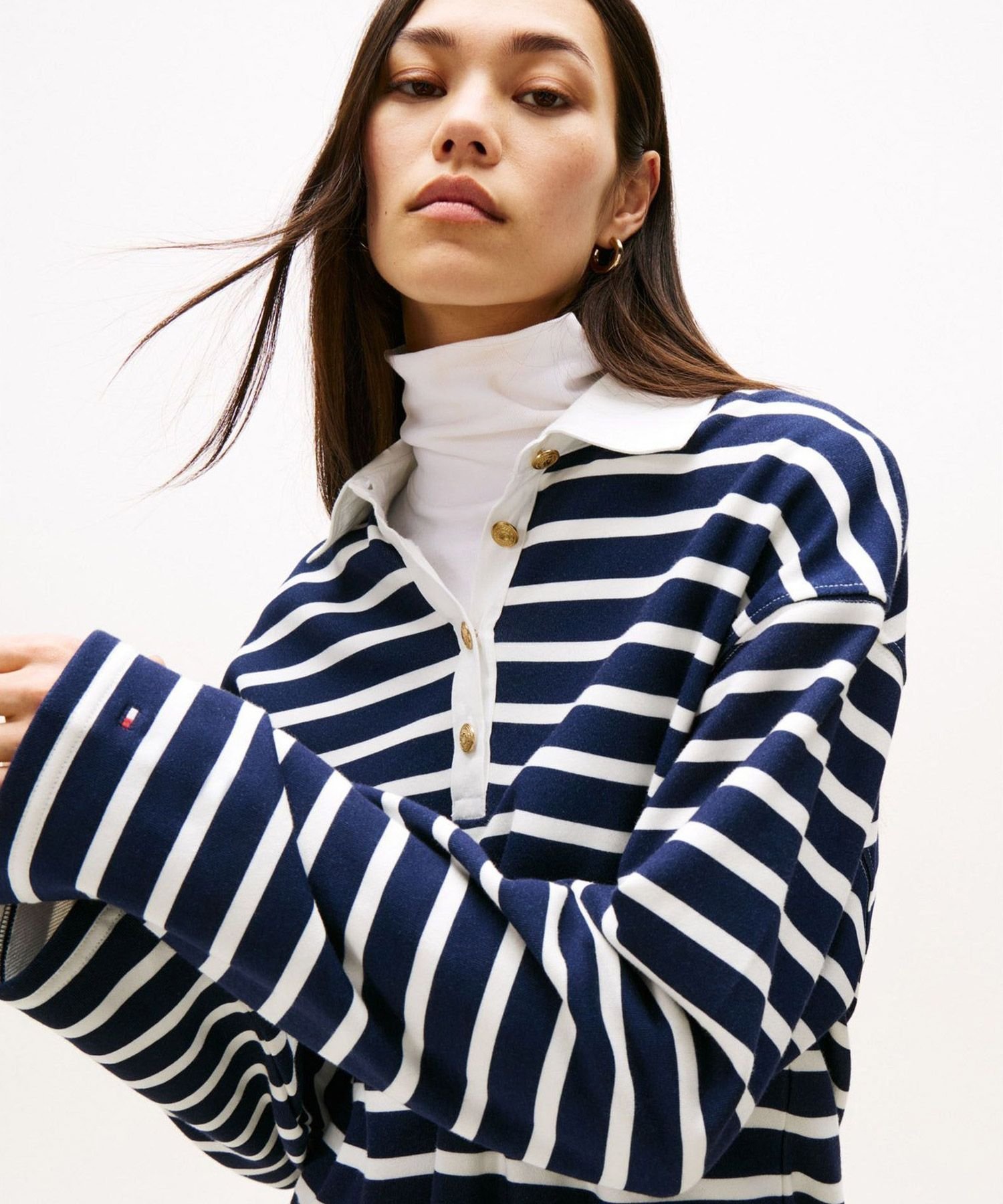 【SALE／50%OFF】TOMMY HILFIGER ゴールドボタンラグビーテリーワンピース トミーヒルフィガー ワンピース・ドレス その他のワンピース・ドレス ネイビー【送料無料】