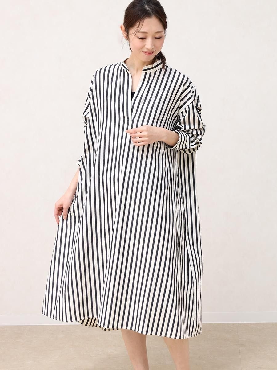 CLOVE バックボタンキーネックシャツワンピース ラシュッド ワンピース・ドレス シャツワンピース【送料無料】