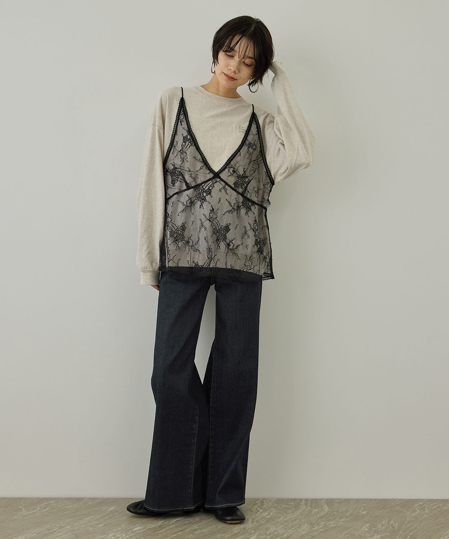 SALON adam et rope' 【RED CARD TOKYO(レッドカードトーキョー)】35th Anniv. Wide サロン アダム エ ロペ パンツ ジーンズ・デニムパンツ ネイビー