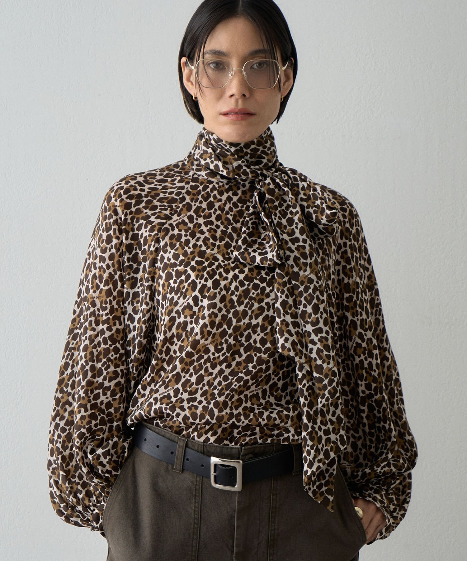 Whim Gazette レオパードボウブラウス ウィム ガゼット トップス シャツ・ブラウス ブラウン