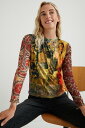 Desigual ポリネシア チュール袖 Tシャツ デシグアル トップス カットソー・Tシャツ