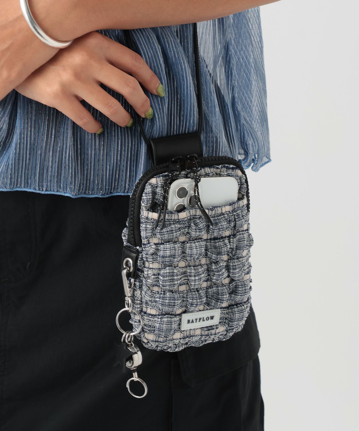 BAYFLOW (W)ポップコーンミニショルダー ベイフロー バッグ ショルダーバッグ ホワイト ブラック ブルーのサムネイル