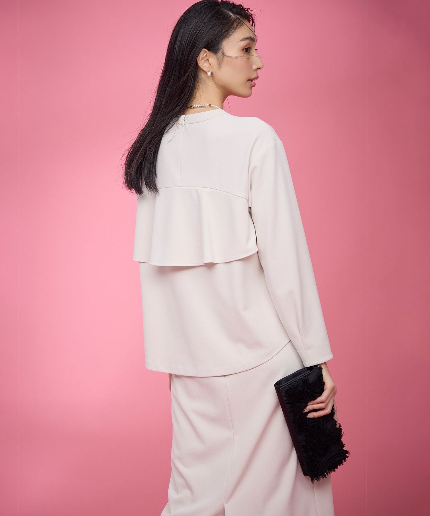 組曲 【KUMIKYOKU NAVY】コンフォータブルアムンゼン ティアードブラウス クミキョク トップス シャツ・ブラウス ベージュ ネイビー