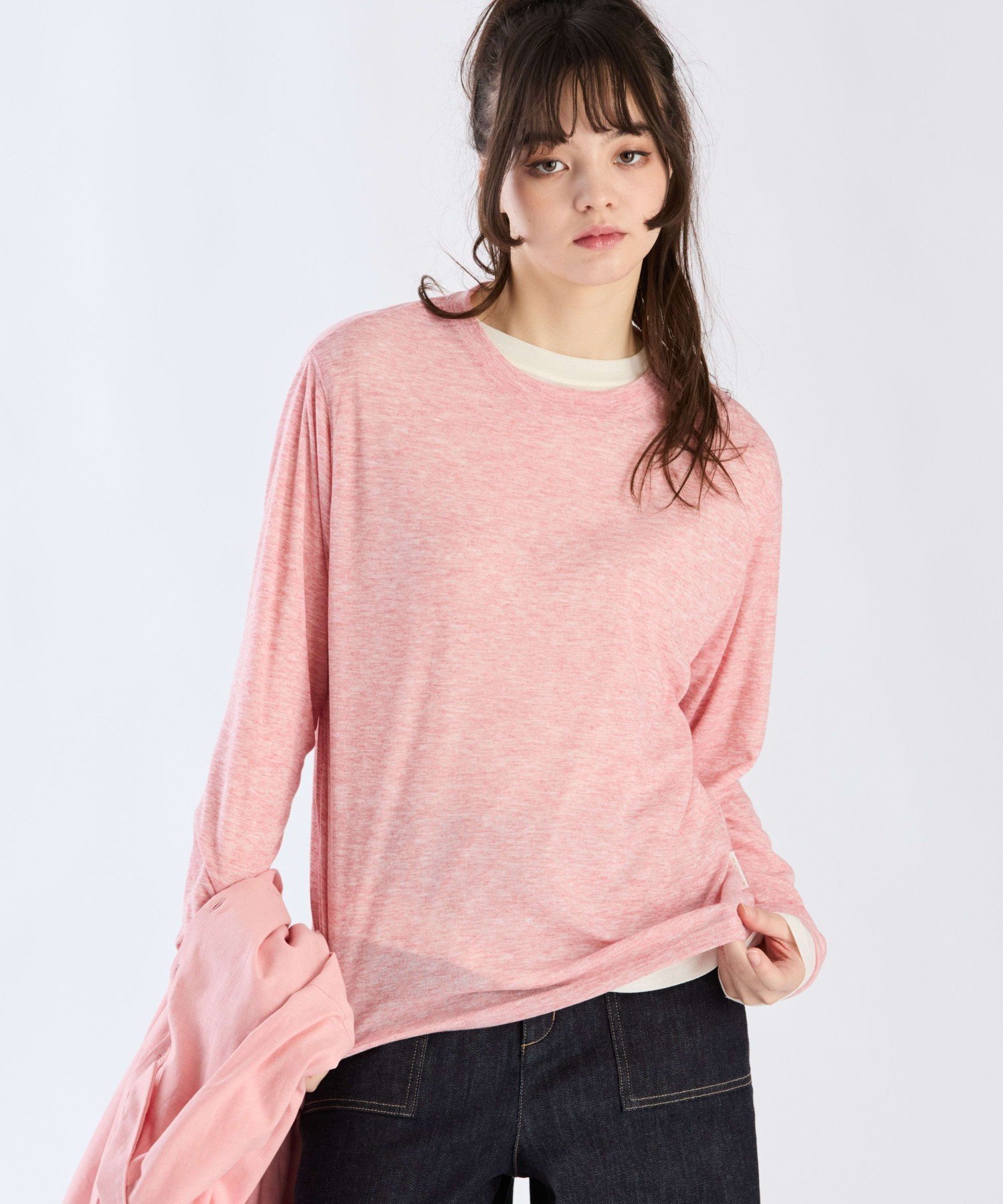 . シアーボーイズロングTシャツ アニエスベー トップス カットソー・Tシャツ ピンク