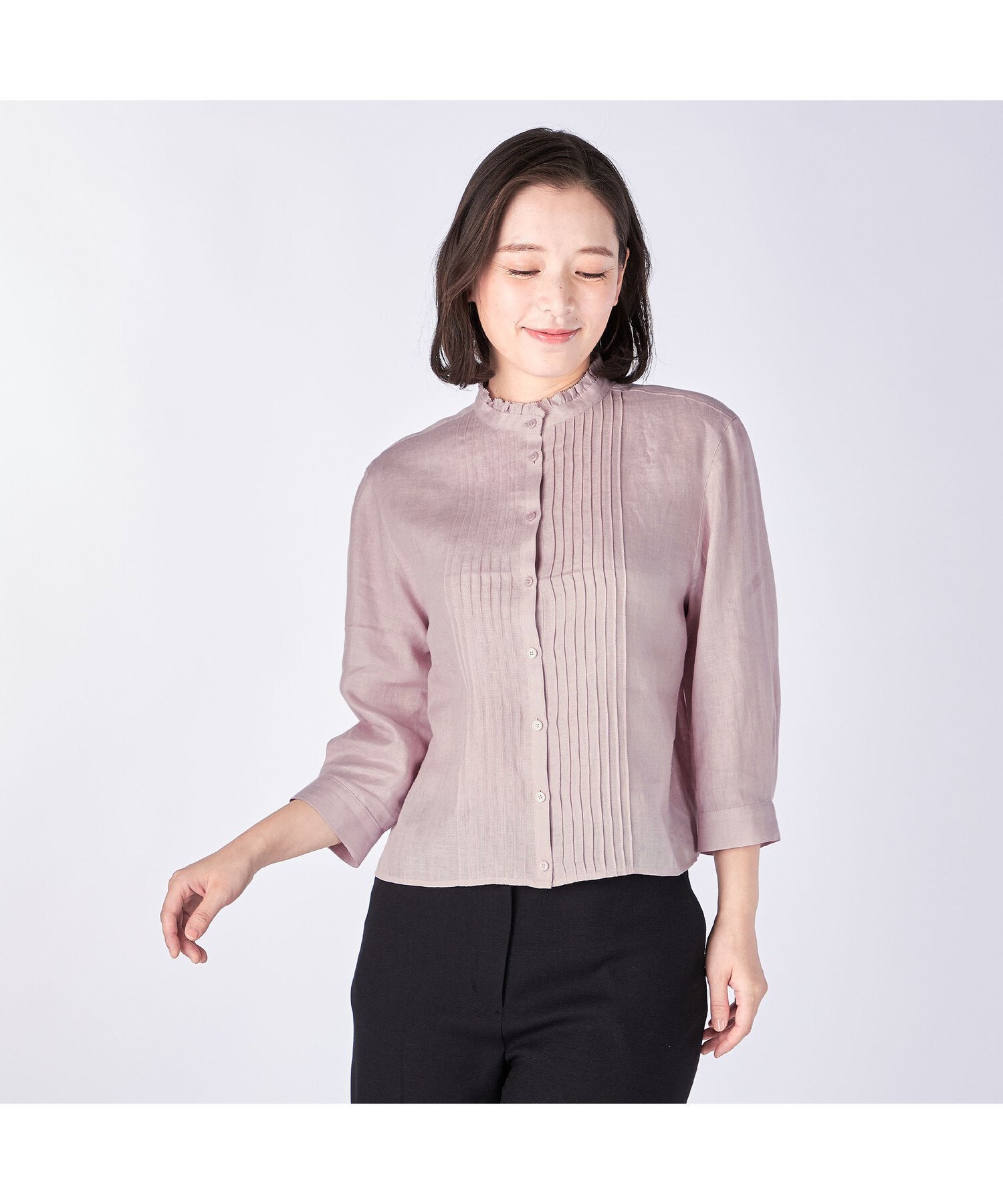 KEITH 【Lサイズ】60/-リネンブラウス キース トップス シャツ・ブラウス ピンク ネイビー ベージュ