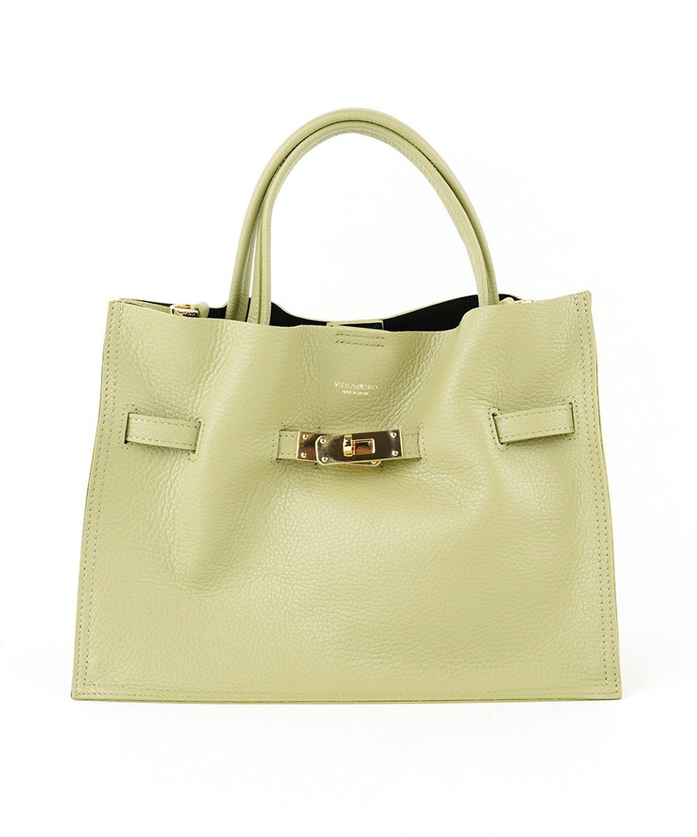 VIOLAd'ORO ヴィオラドーロ TRERO イタリアンWフェイスレザートートバッグ Mサイズ ブルーコムブルー バッグ ハンドバッグ【送料無料】のサムネイル