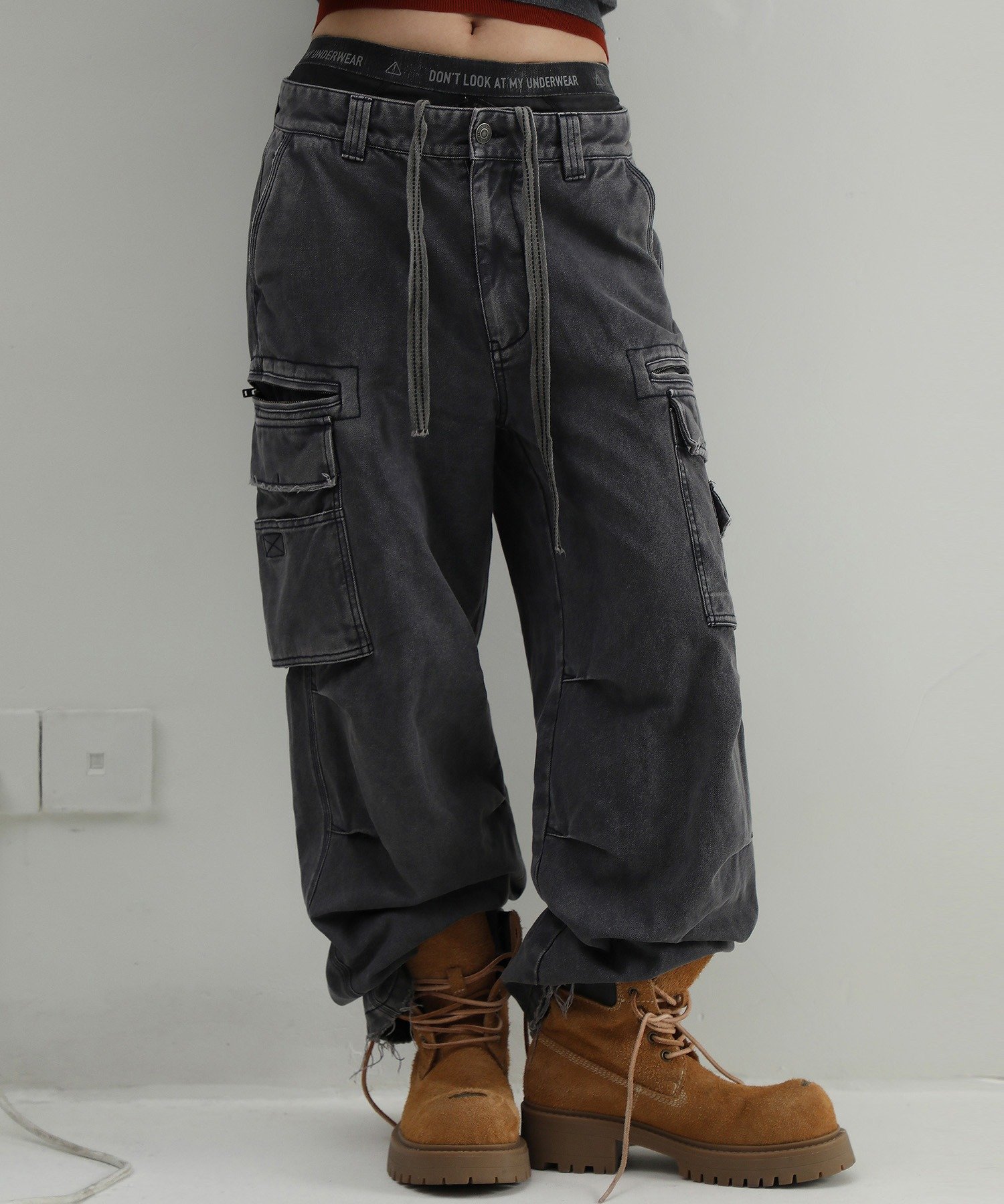 【SALE／40%OFF】MASONPRINCE ルーズフィット 裾ダメージ ウォッシュ加工 カーゴパンツ XXK4312【MASONPRINCE】 チュクラ パンツ カーゴパンツ グレー【送料無料】